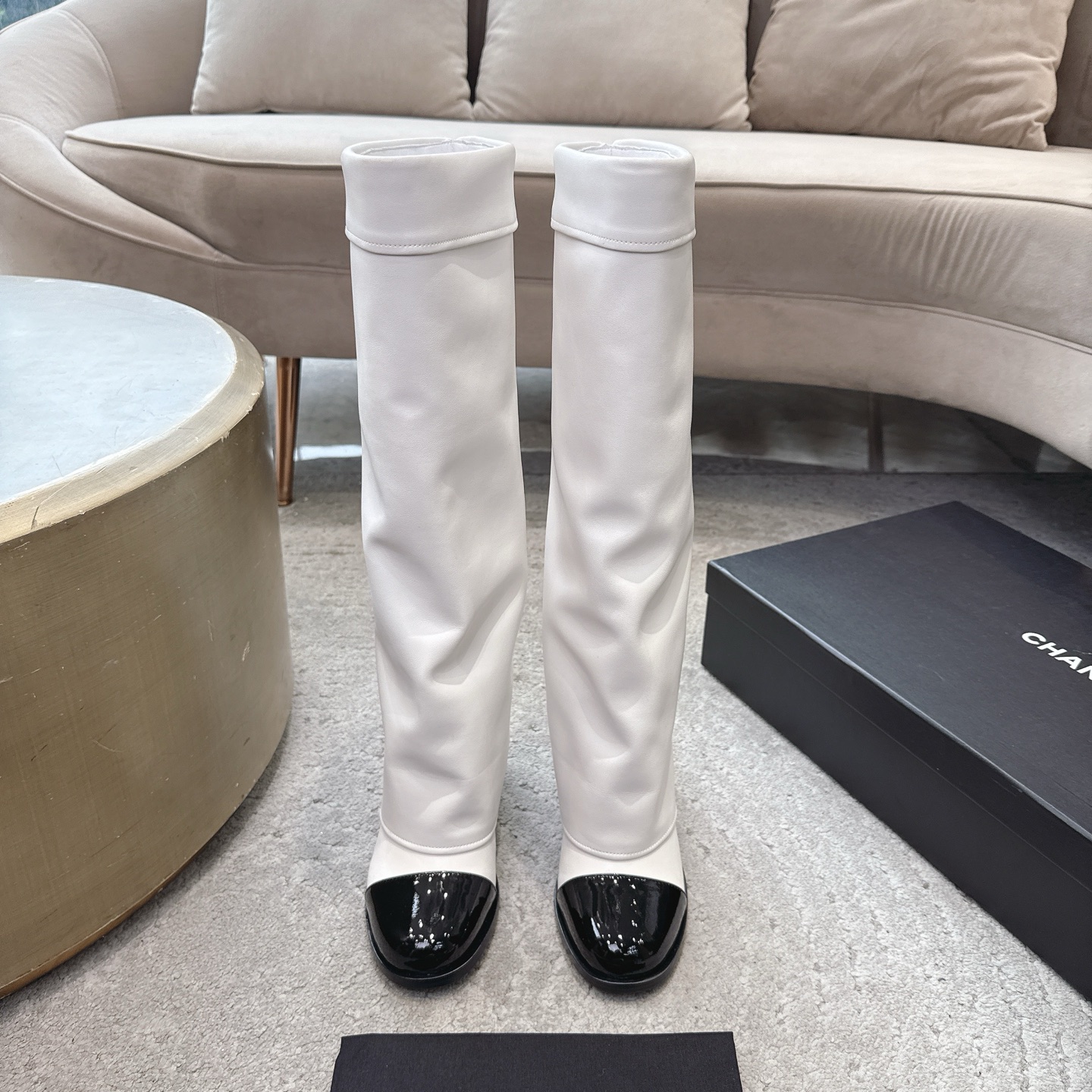 CHANEL 가을/겨울 여성 부츠 슬립온 스트레이트 부츠 라이더 부츠 이탈리아산 천연가죽 아웃솔