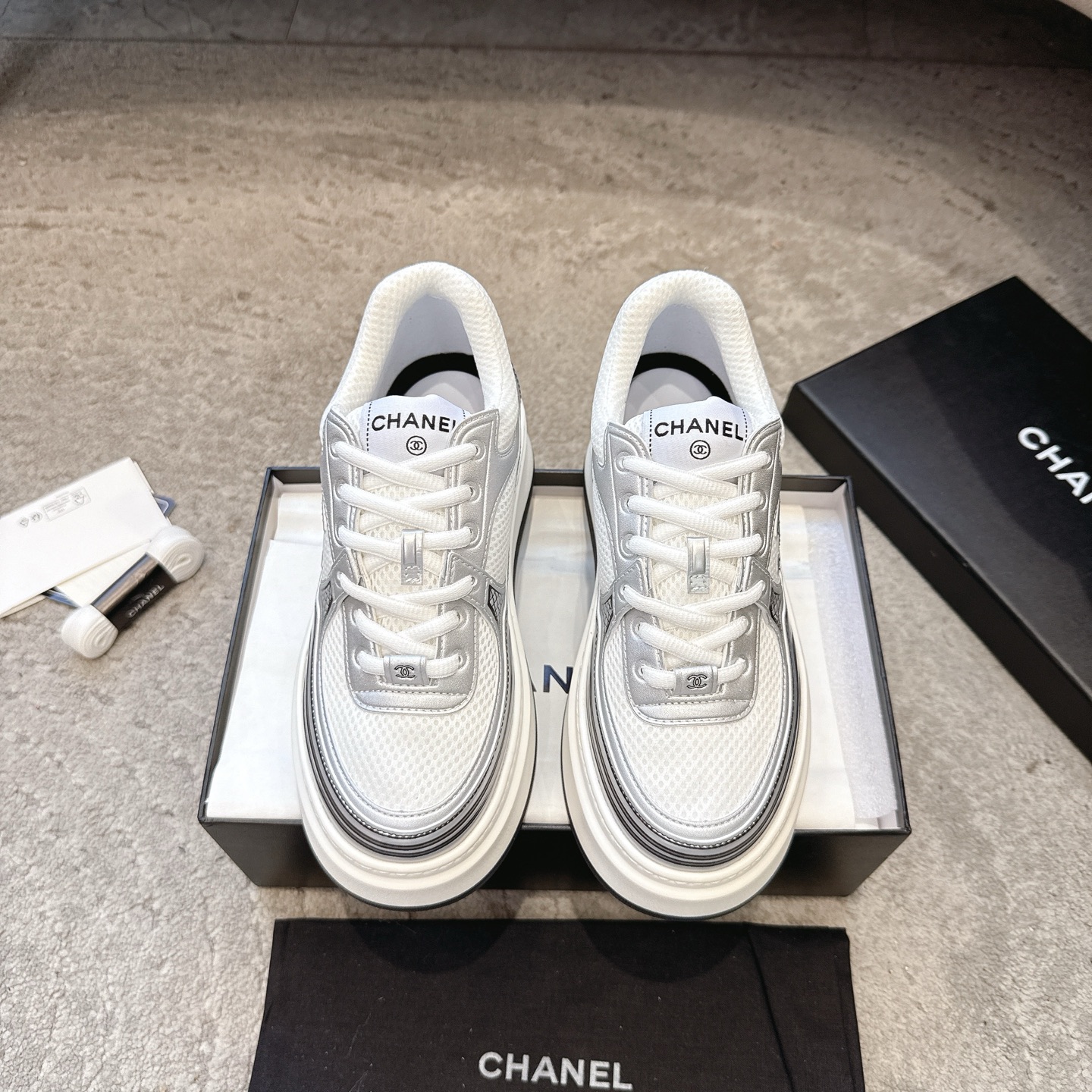 CHANEL vrijetijdsschoenen sneakers｜Topklasse uit de boetiek｜Meerdere technieken + colorblocking mix & match｜Volnerf rundsleer