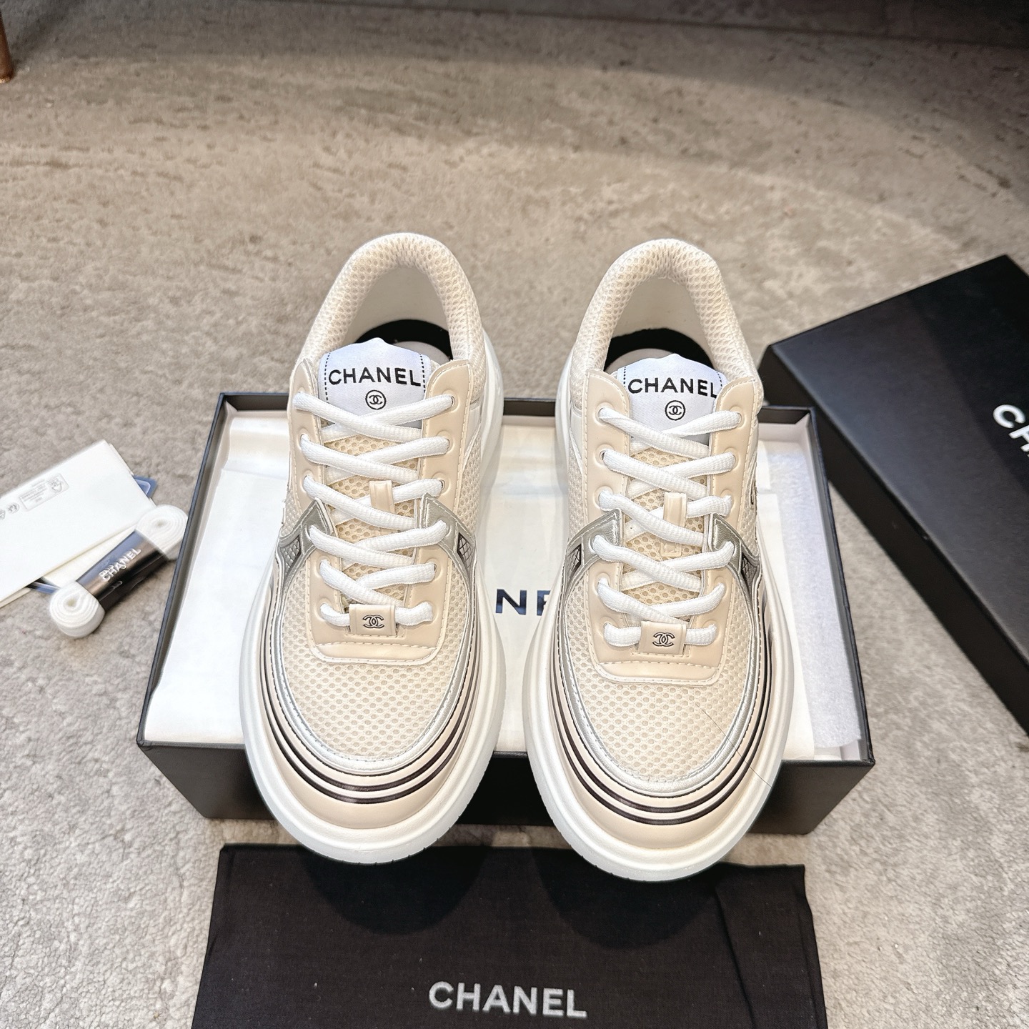 CHANEL vrijetijdsschoenen sneakers｜topklasse uit de boetiek｜meerdere ambachten + colorblock mix-and-match｜volnerf rundsleer