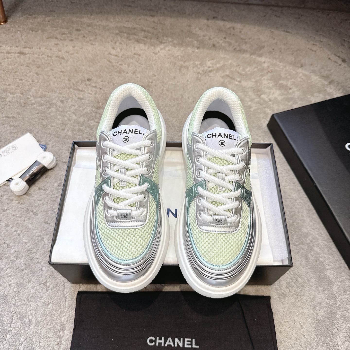 CHANEL vrijetijdsschoenen sneakers｜topklasse uit de boetiek｜meerdere technieken + colorblock mix-and-match｜volnerf leer