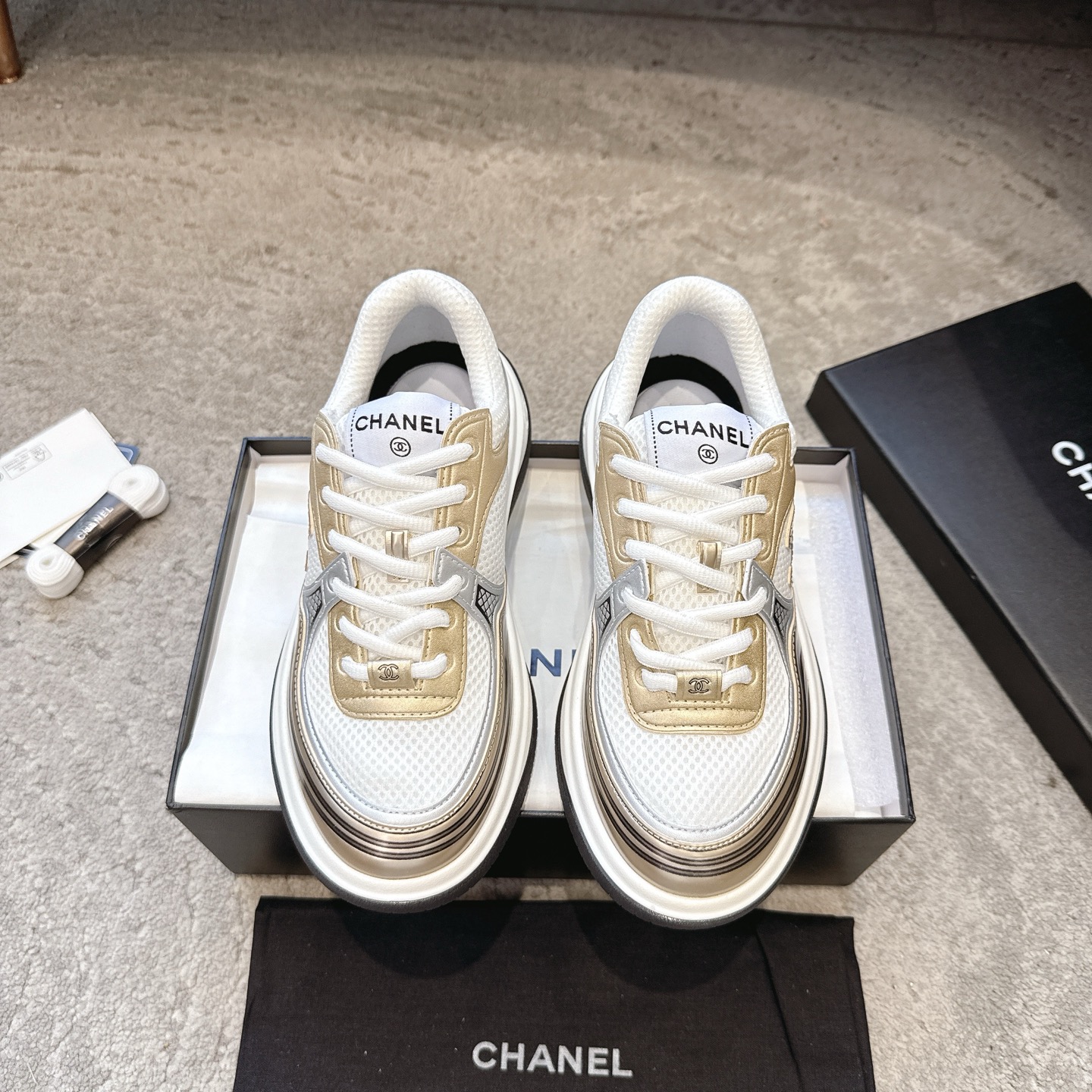 CHANEL vrijetijdsschoenen sneakers｜topklasse uit de boetiek｜meerdere technieken + colorblock mix & match｜volnerf leer