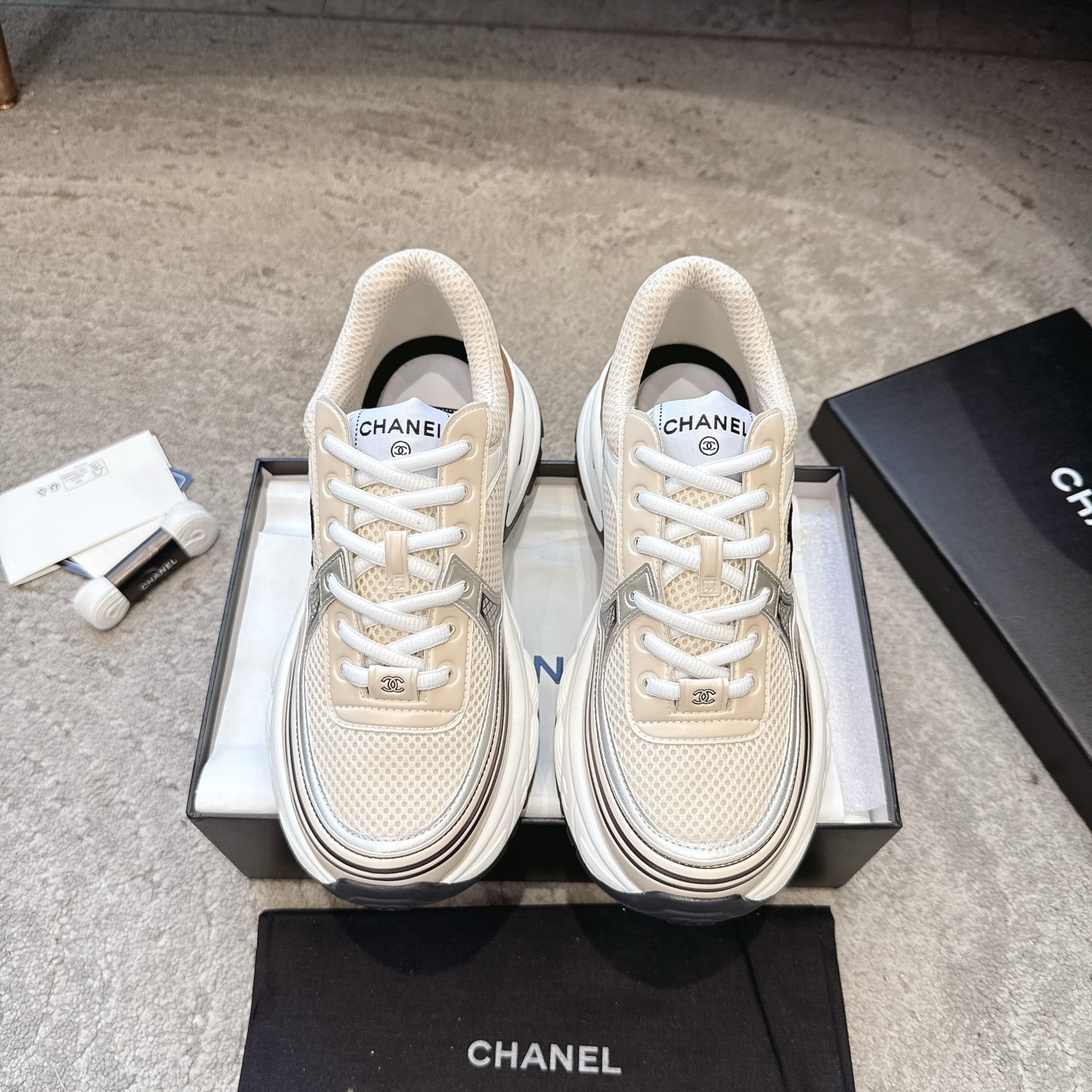 CHANEL vrijetijdsschoenen sneakers｜topklasse uit de boetiek｜meerdere technieken + colorblock mix-and-match｜volnerf leer