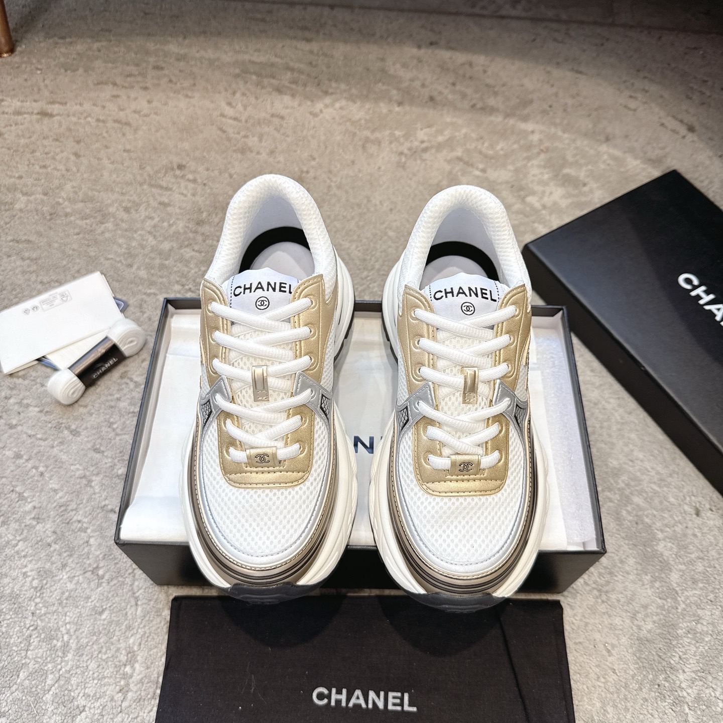 CHANEL vrijetijdsschoenen sneakers｜topklasse boetiek｜meerdere technieken + colorblock mix-and-match｜volnerf leer