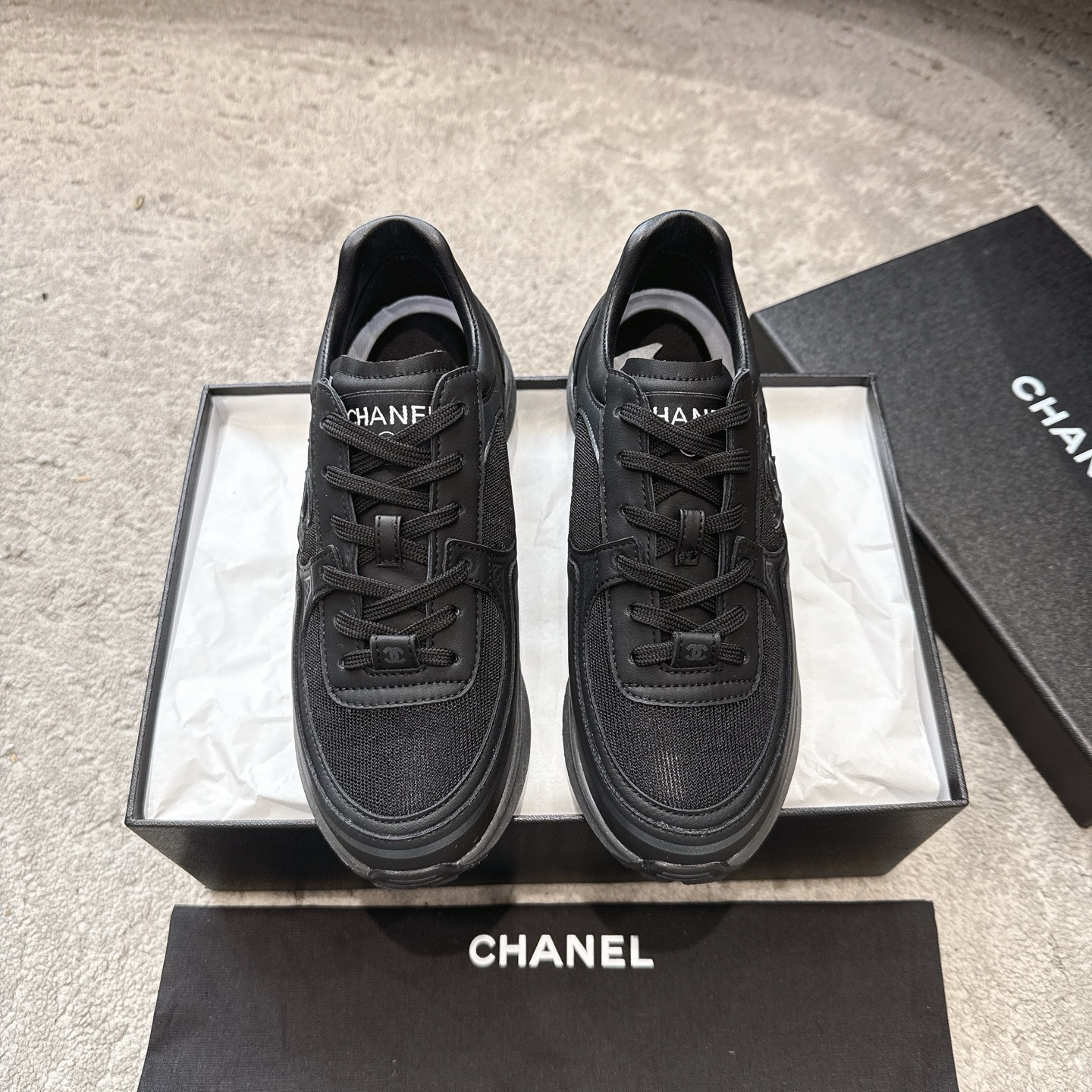 CHANEL casual shoes sneakers | boutique top-tier | multi-craft + color-block mix | top-grain cowhide