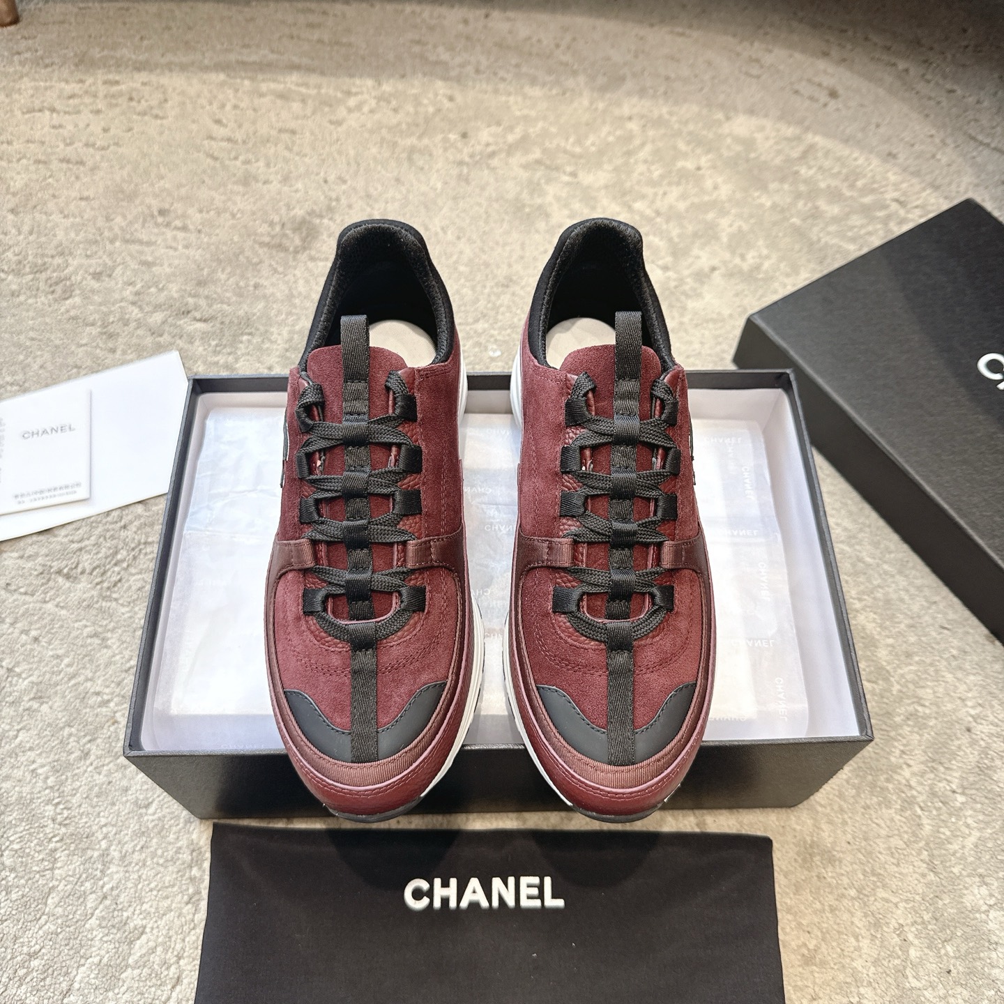 CHANEL casual shoes sneakers | boutique top-tier | multi-craft + color-block mix | top-grain cowhide
