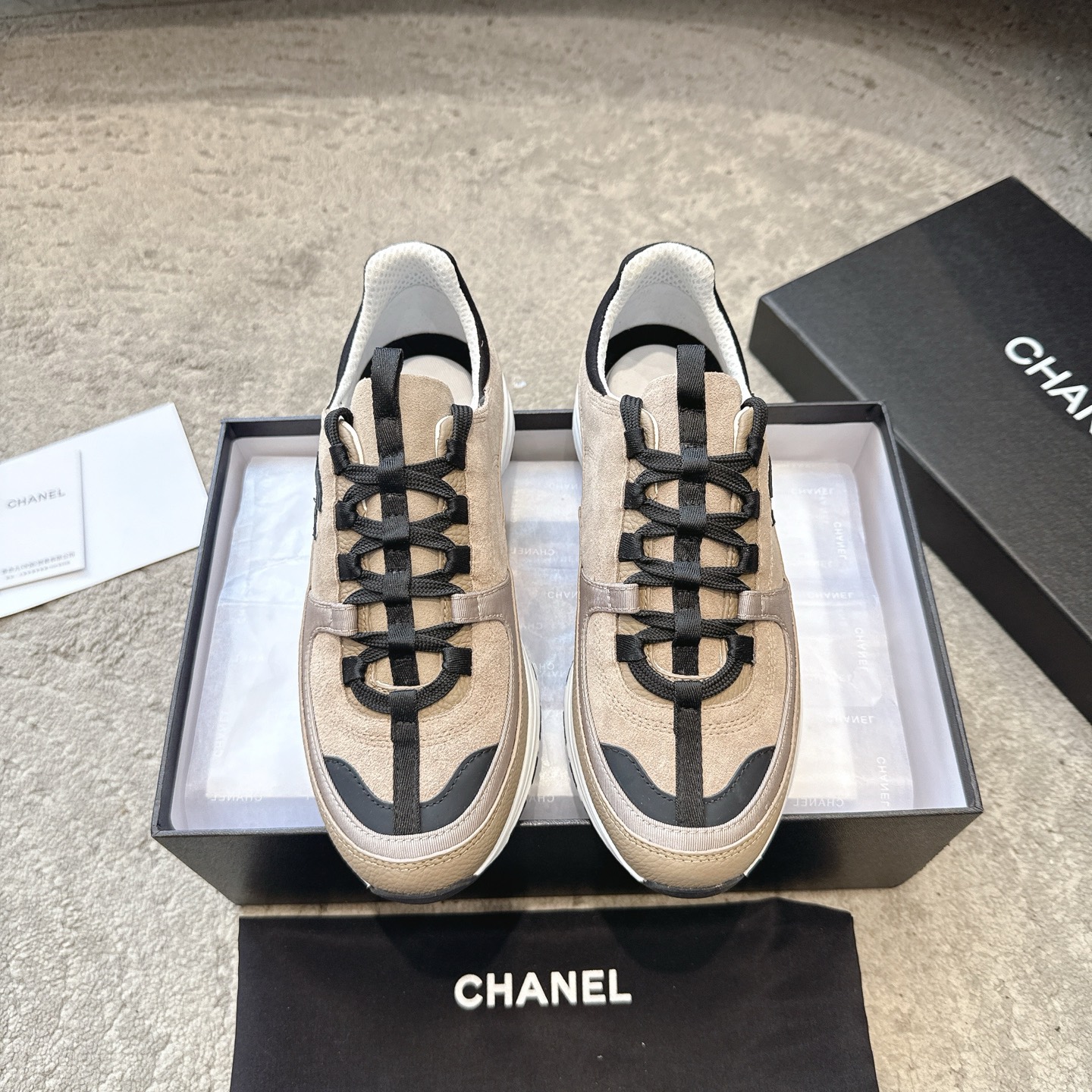 CHANEL Casual Shoes Sneakers | Boutique Top Tier | Multi-craft + Color-block Mix | Top-grain Leather