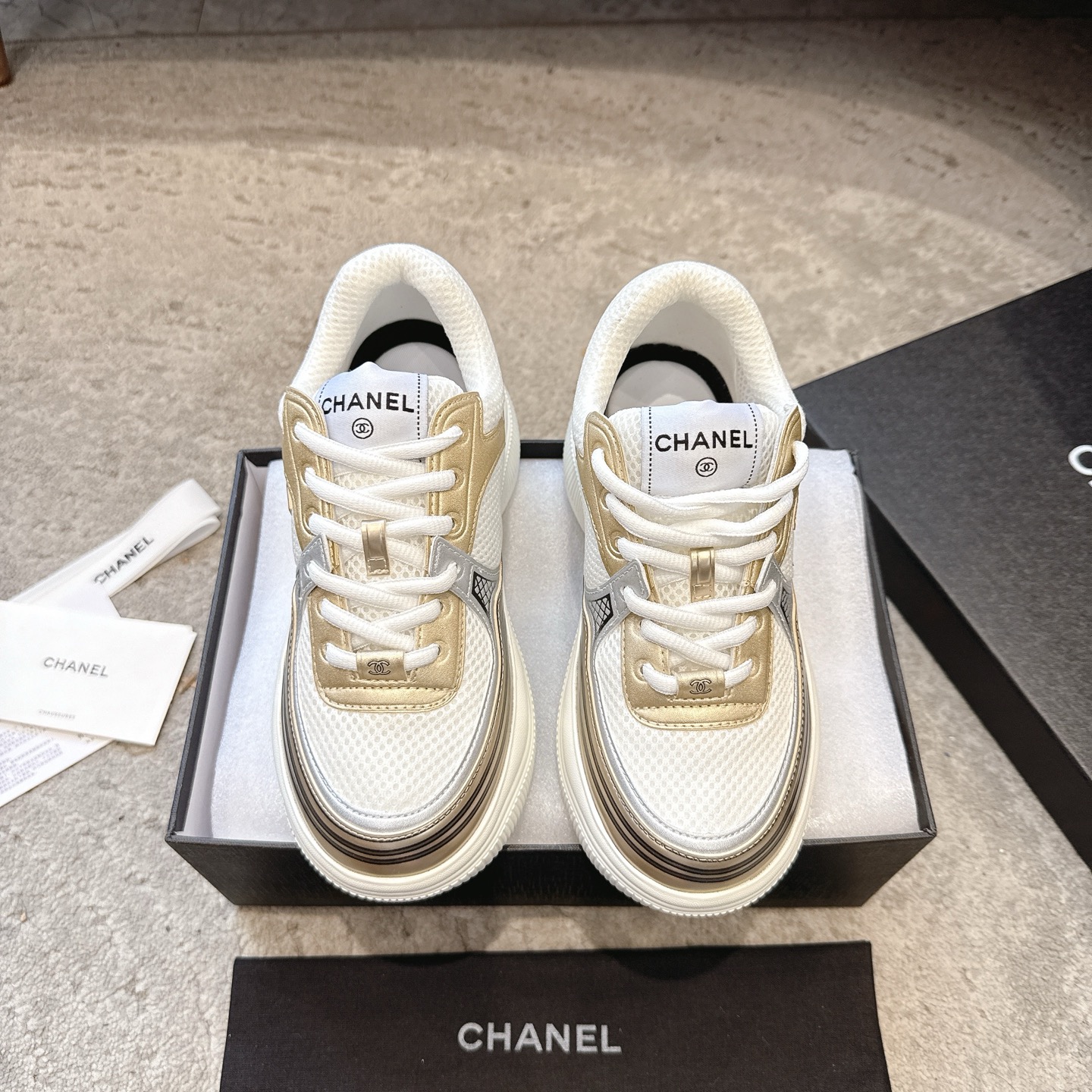 CHANEL vrijetijdsschoenen sneakers｜Topklasse uit de boetiek｜Meerdere technieken + colorblock mix-and-match｜Volnerf rundsleer