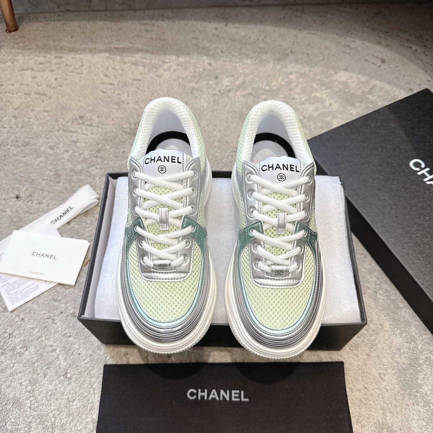 CHANEL vrijetijdsschoenen sneakers｜topklasse boetiek｜meerdere technieken + colorblock mix｜volnerf leer