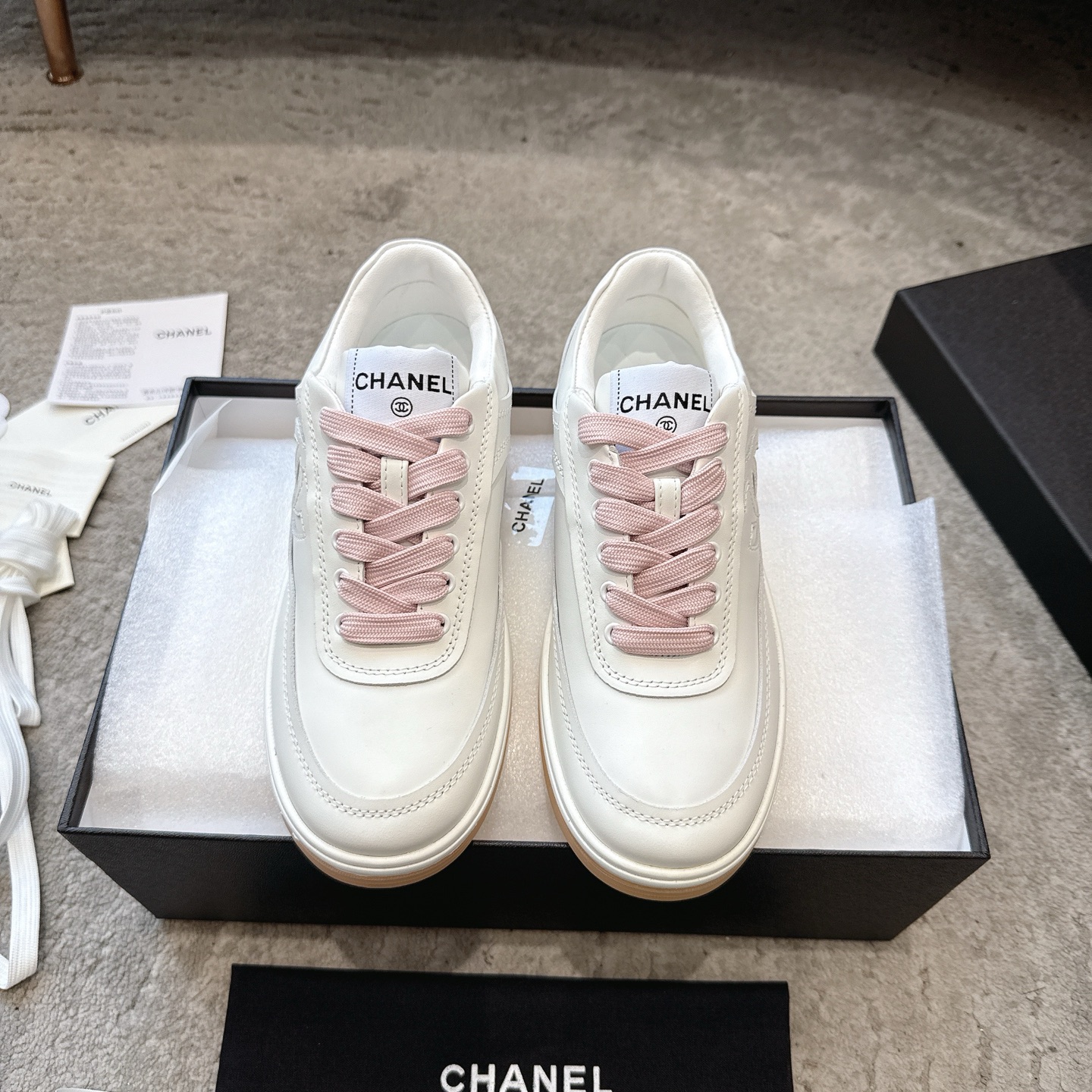 CHANEL casual shoes sneakers | boutique top-tier | multi-craft + color-block mix | top-grain cowhide