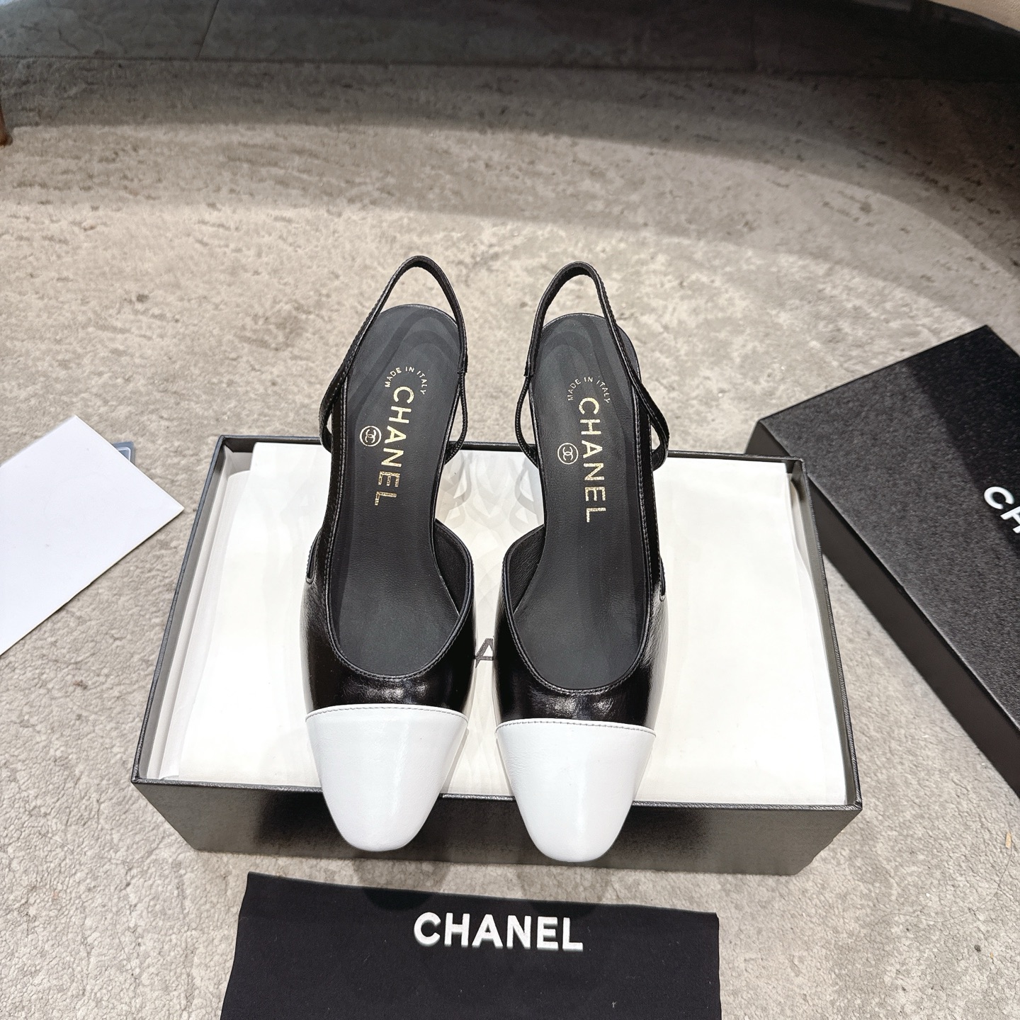 CHANEL トップクラス カウンター級 Sling-back カスタム 白百合同款 混種羊皮+グリッター切替