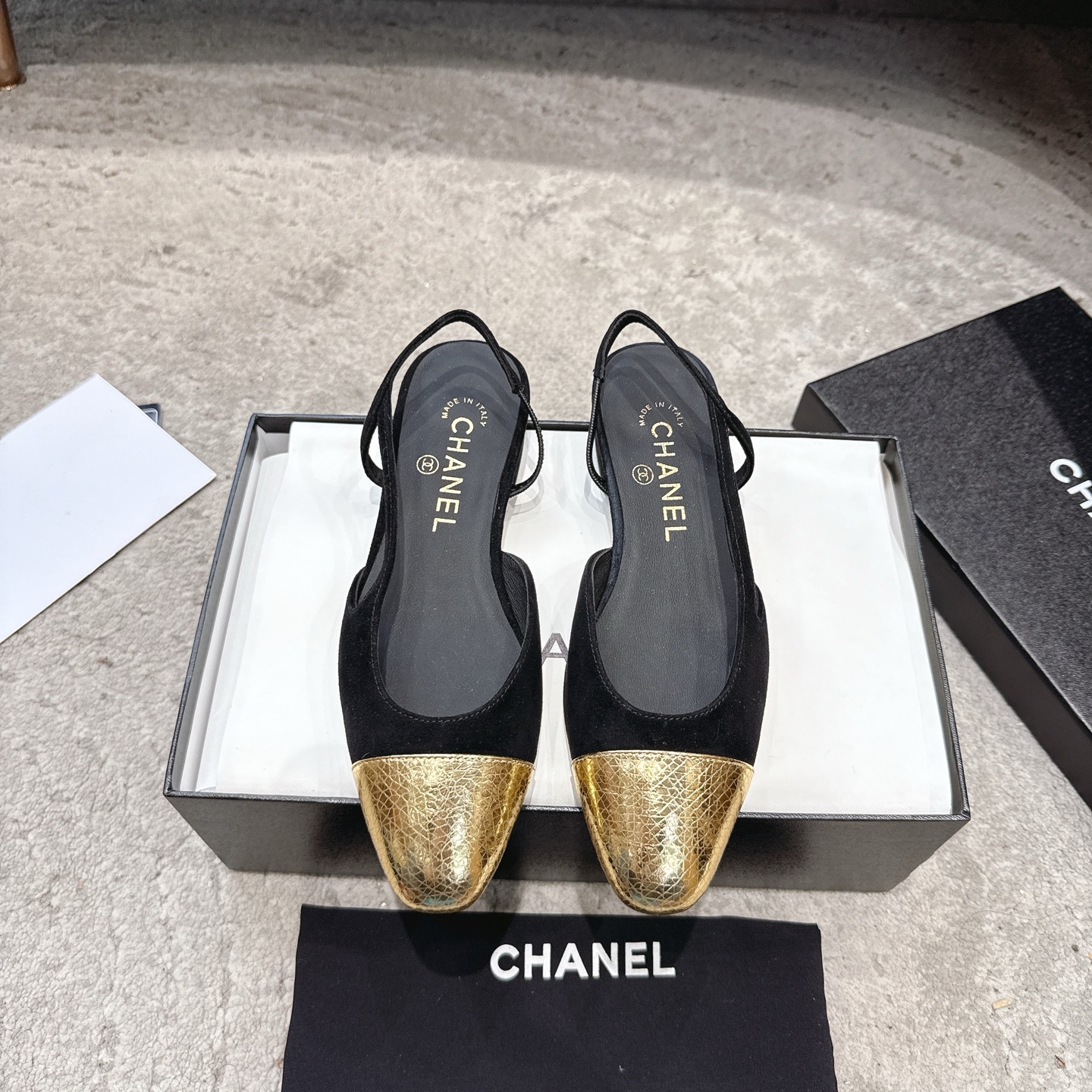 CHANEL топ-узроўню ўнівермага Sling-back на заказ, як у Белай лілеі, мяшаная авечая скура + глітэр