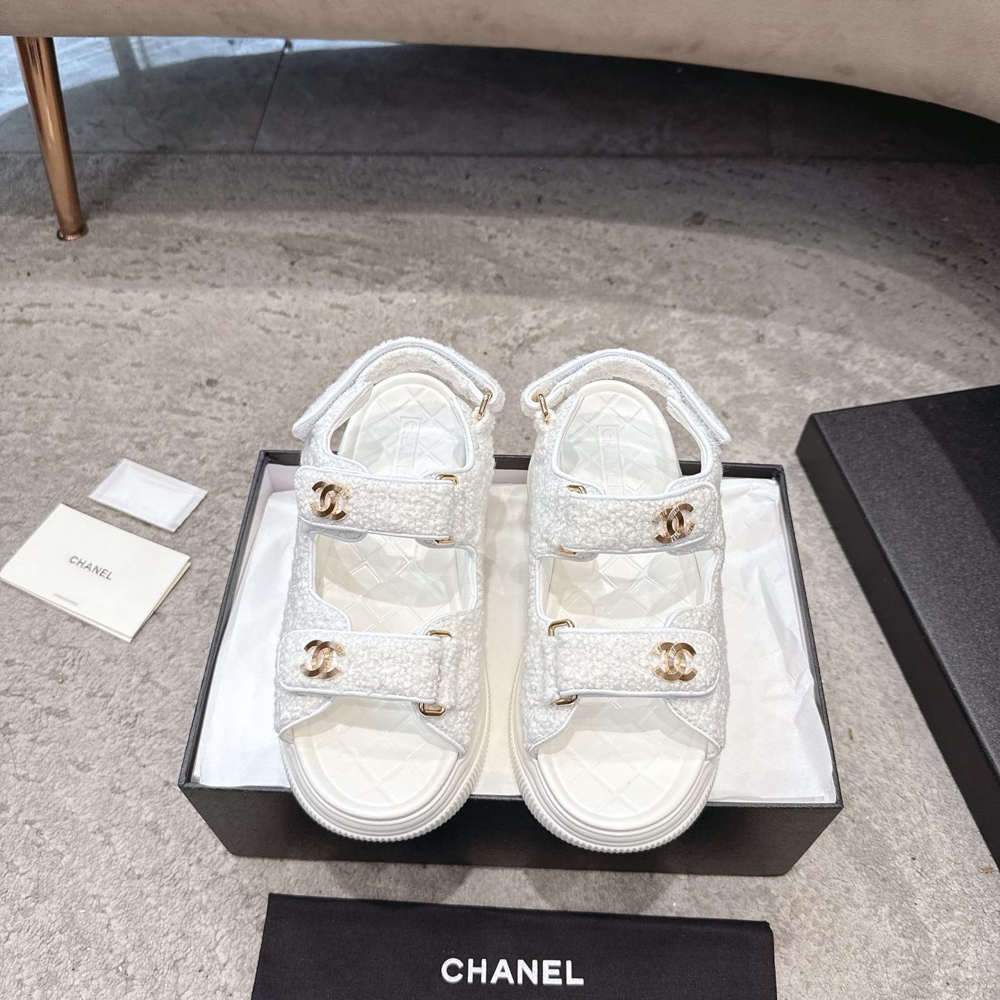 CHANEL Sandals Cow Leather Flattering for Fair Skin Elegant Style