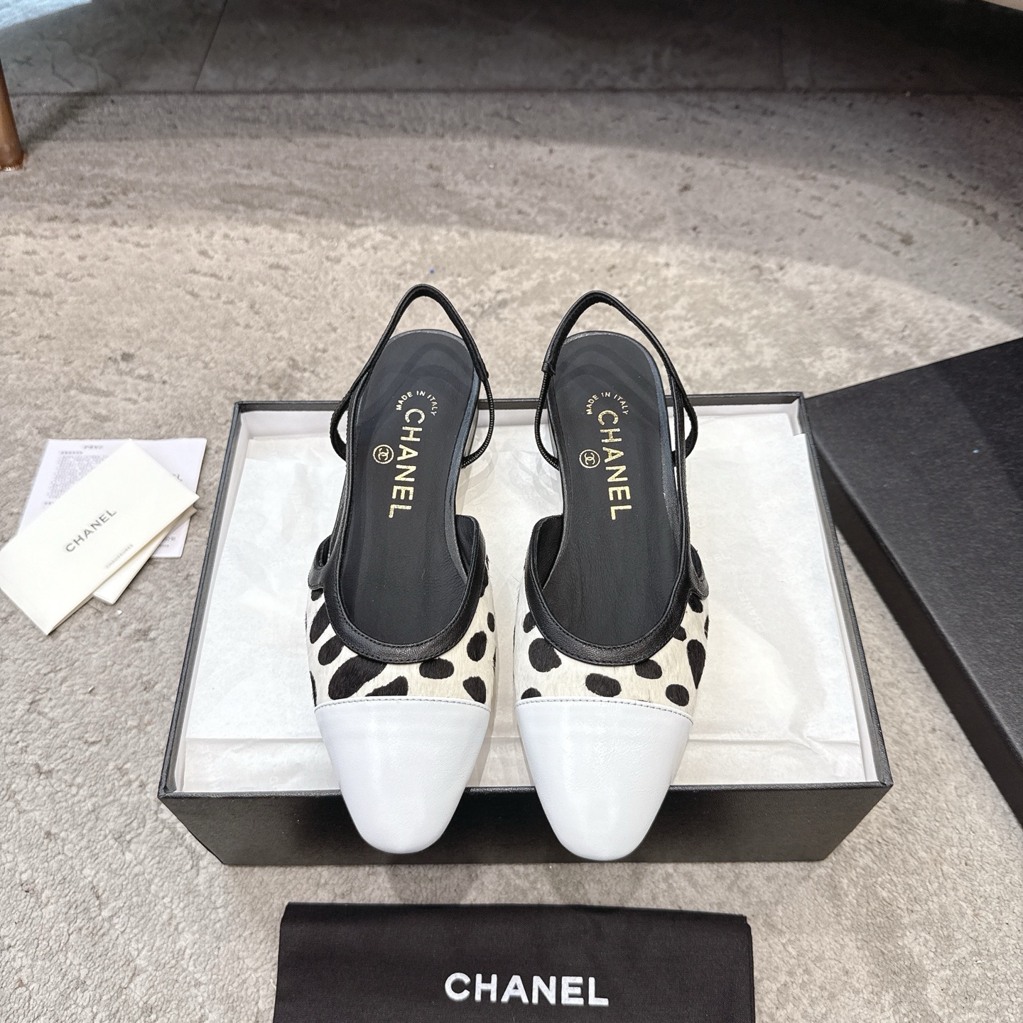 CHANEL топ-узроўню ўнівермага Sling-back на заказ, як у Белай лілеі, мяшаная авечая скура + глітэр