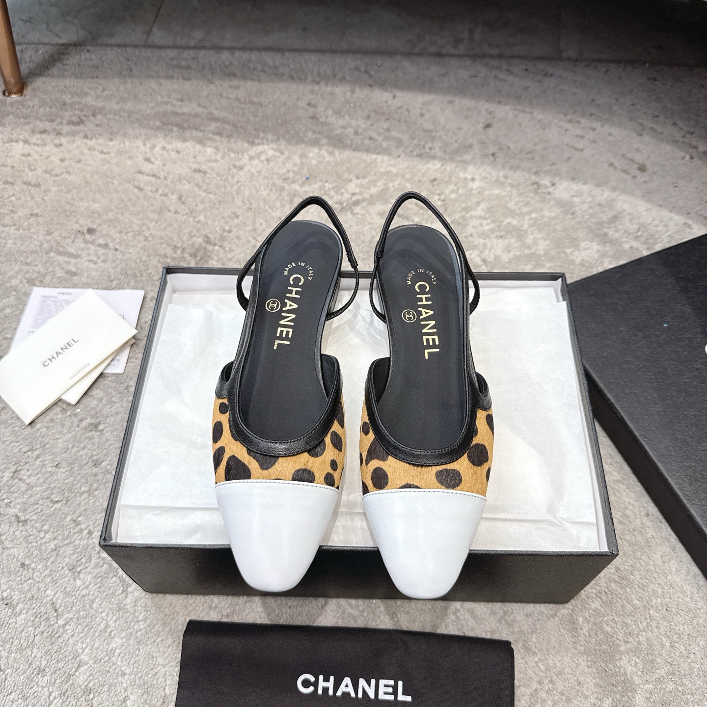 CHANEL топ-узроўню ўнівермага Sling-back на заказ, як у Белай лілеі, мяшаная авечая скура + глітэр