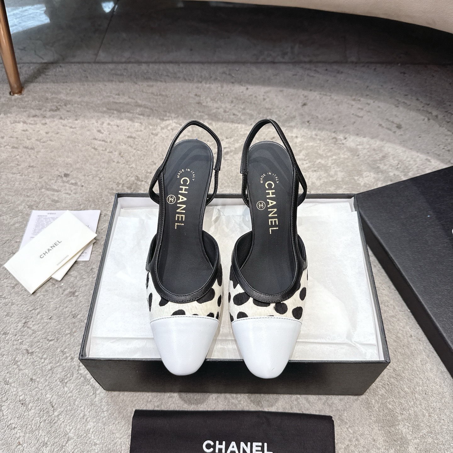 CHANEL топ-узроўню ўнівермага Sling-back на заказ, як у Bai Baihe, мяшаная авечая скура + глітэр