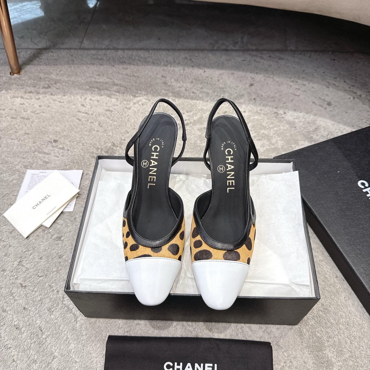 CHANEL топ-узроўню ўнівермага Sling-back на заказ, як у Белай лілеі, мяшаная авечая скура + глітэр