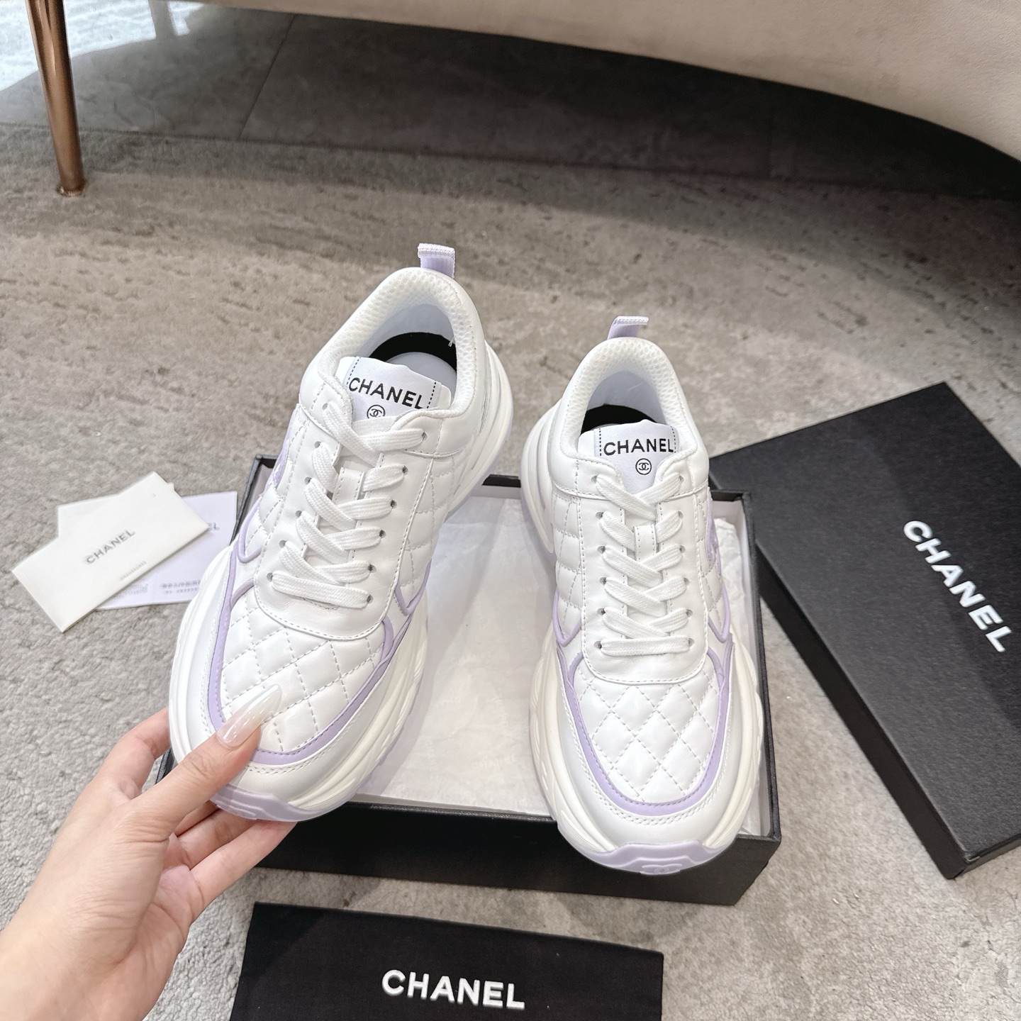 CHANEL кроссовки кежуальные｜люкс бутик｜многослойная отделка + контрастные сочетания｜натуральная кожа