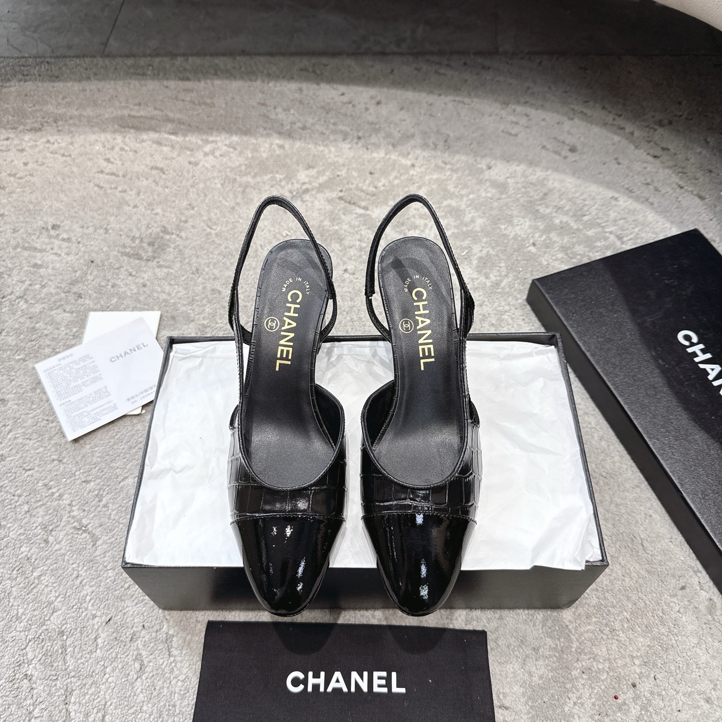 CHANEL トップクラス カウンター級 Sling-back カスタム 白百合同款 混種シープスキン+グリッター切替