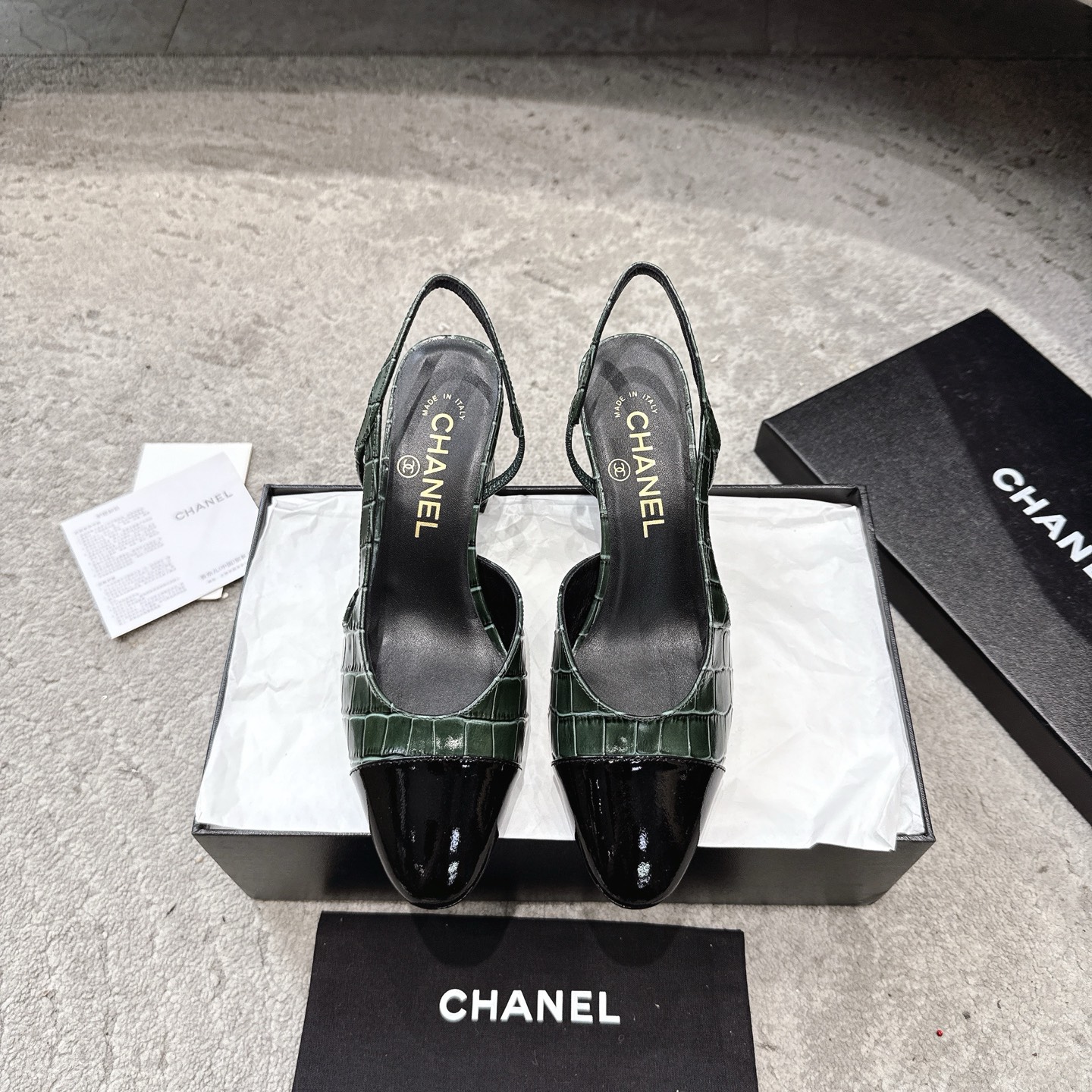 CHANEL トップクラス カウンター級 Sling-back カスタム 白百合同款 混種羊皮+グリッター切替