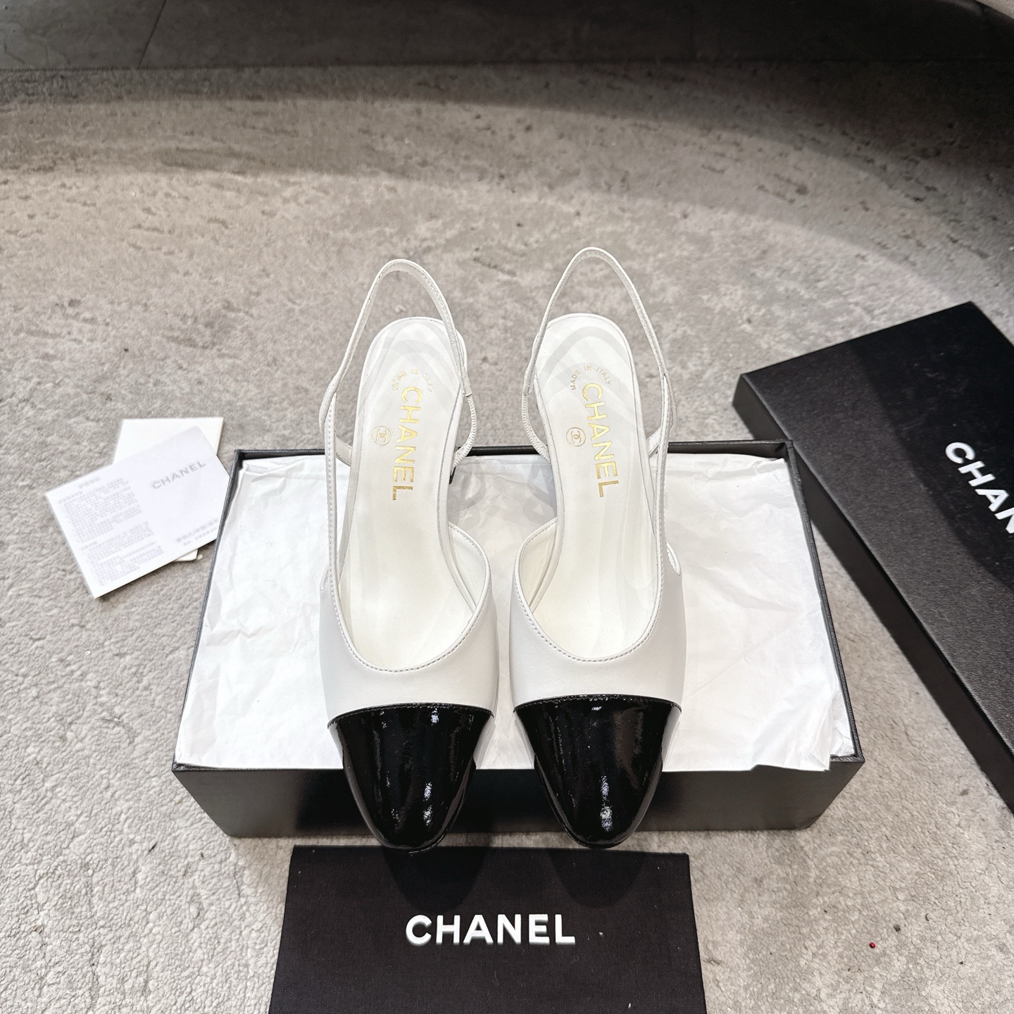 CHANEL トップクラス カウンター級 Sling-back オーダーメイド 白百合同款 混種羊皮+グリッター切替