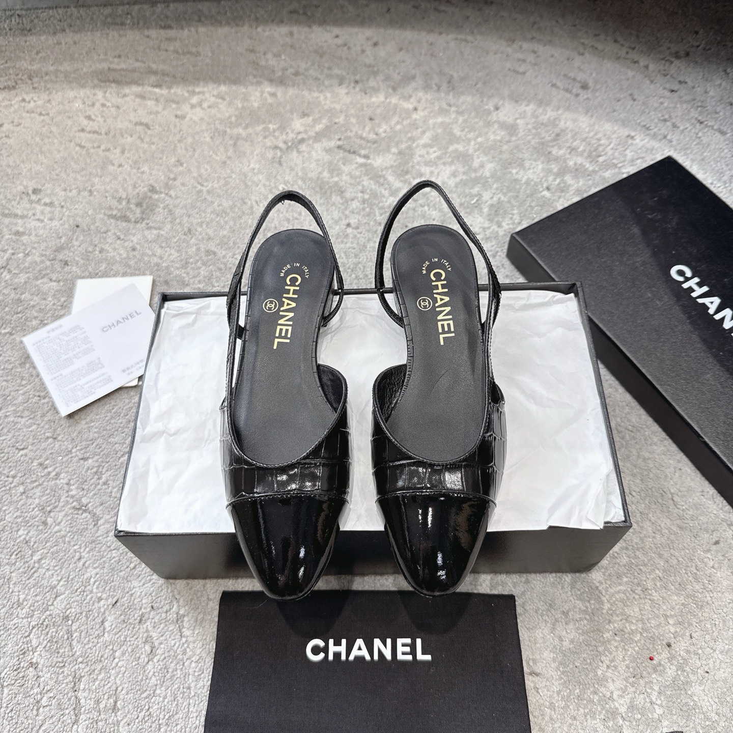 CHANEL トップクラス カウンター級 Sling-back カスタム 白百合同款 混種羊皮+グリッター切替