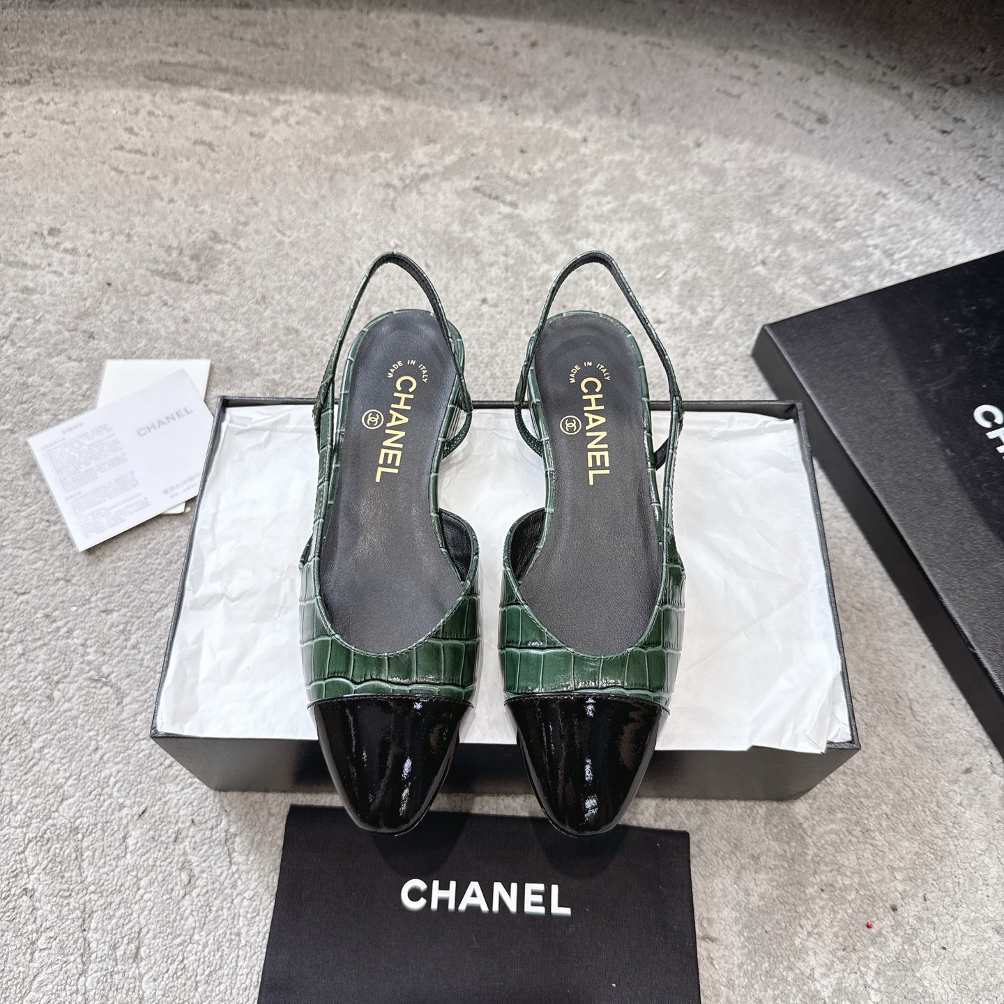 CHANEL トップクラス カウンター級 Sling-back オーダーメイド 白百合同款 混種シープスキン+グリッター切替