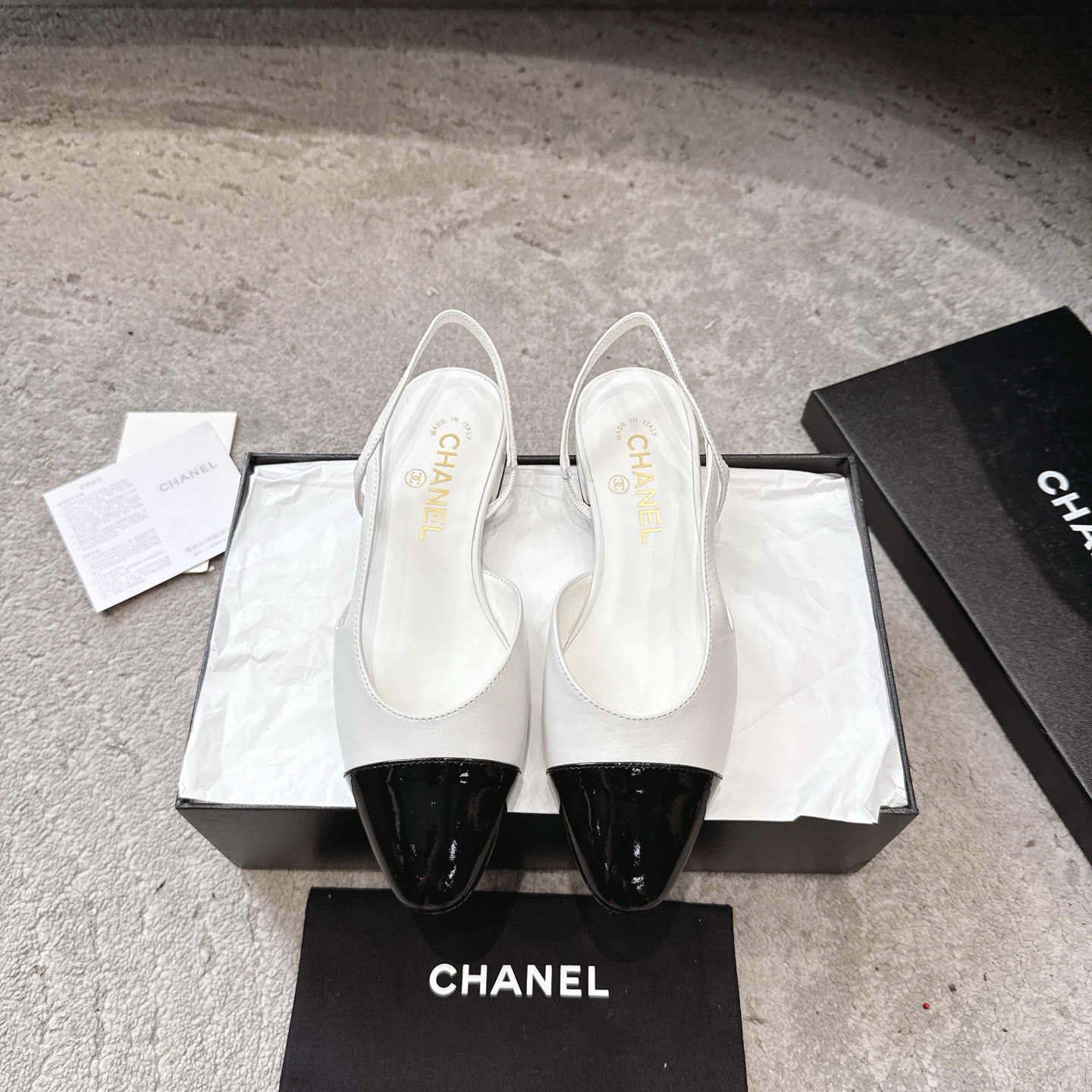 CHANEL トップクラス カウンター級 Sling-back カスタム 白百合同款 混種羊皮+グリッター切替