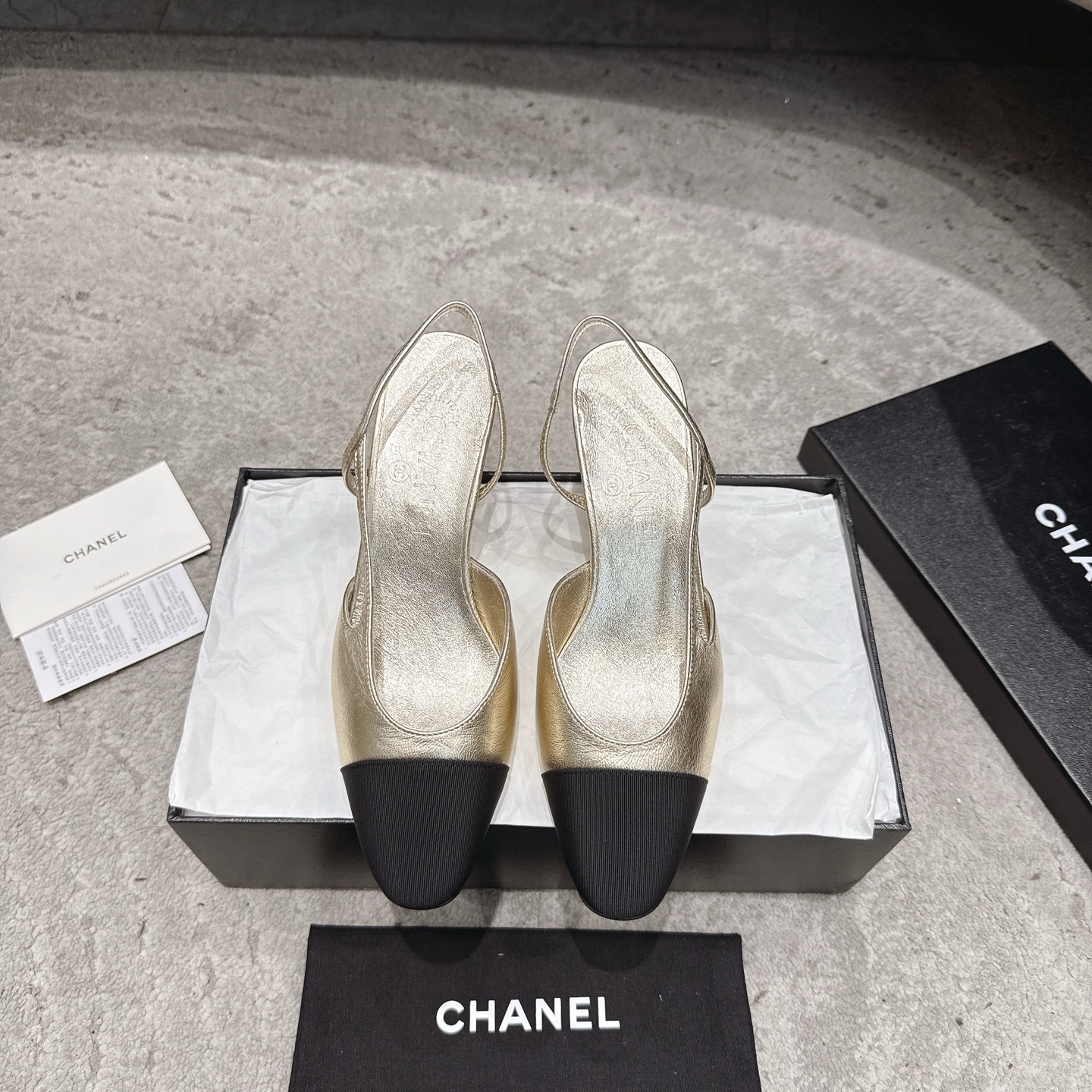 CHANEL トップクラス カウンター級 Sling-back オーダーメイド 白百合同款 混種羊皮+グリッター切替
