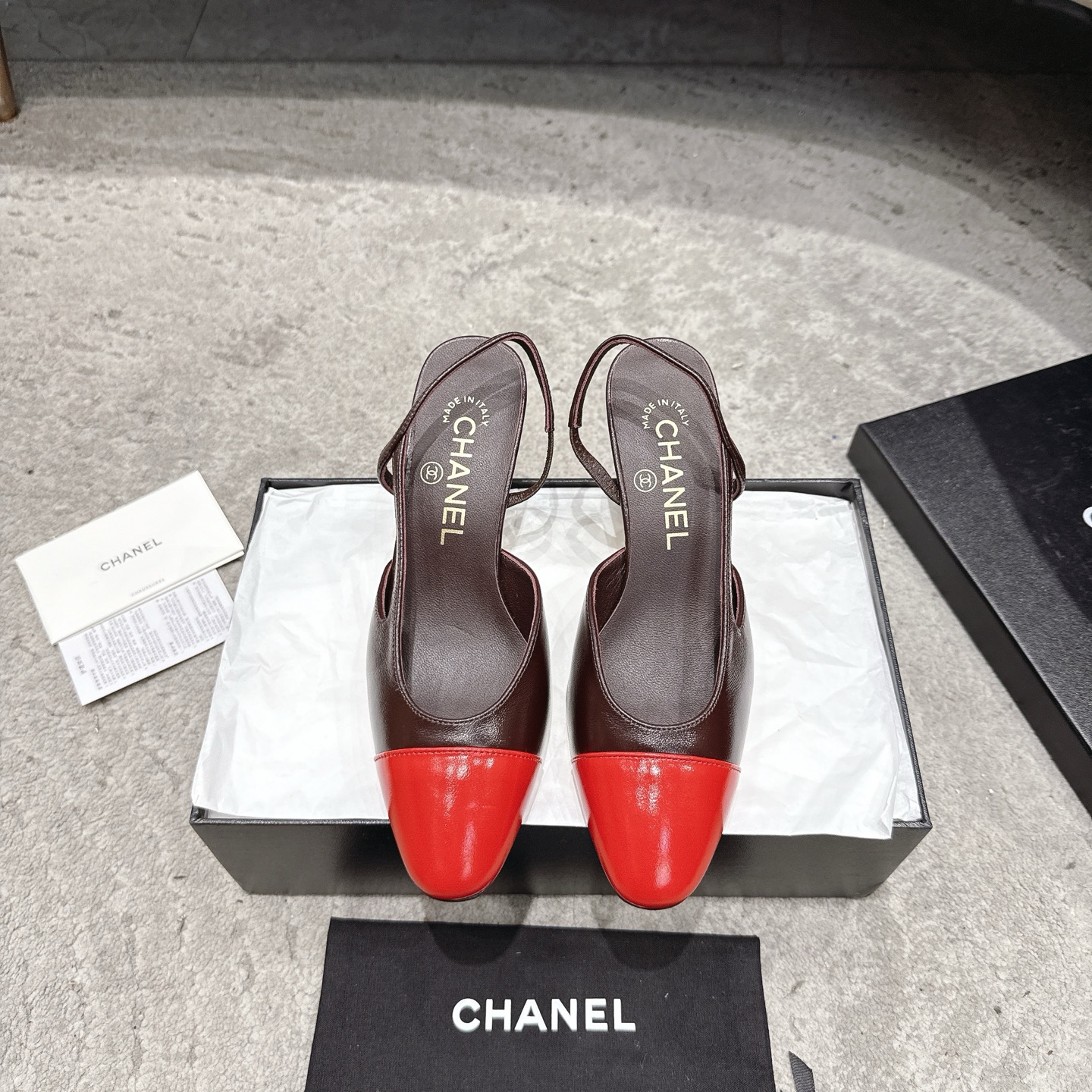 CHANEL トップクラス カウンター級 Sling-back カスタム 白百合同款 混種羊皮+グリッター切替