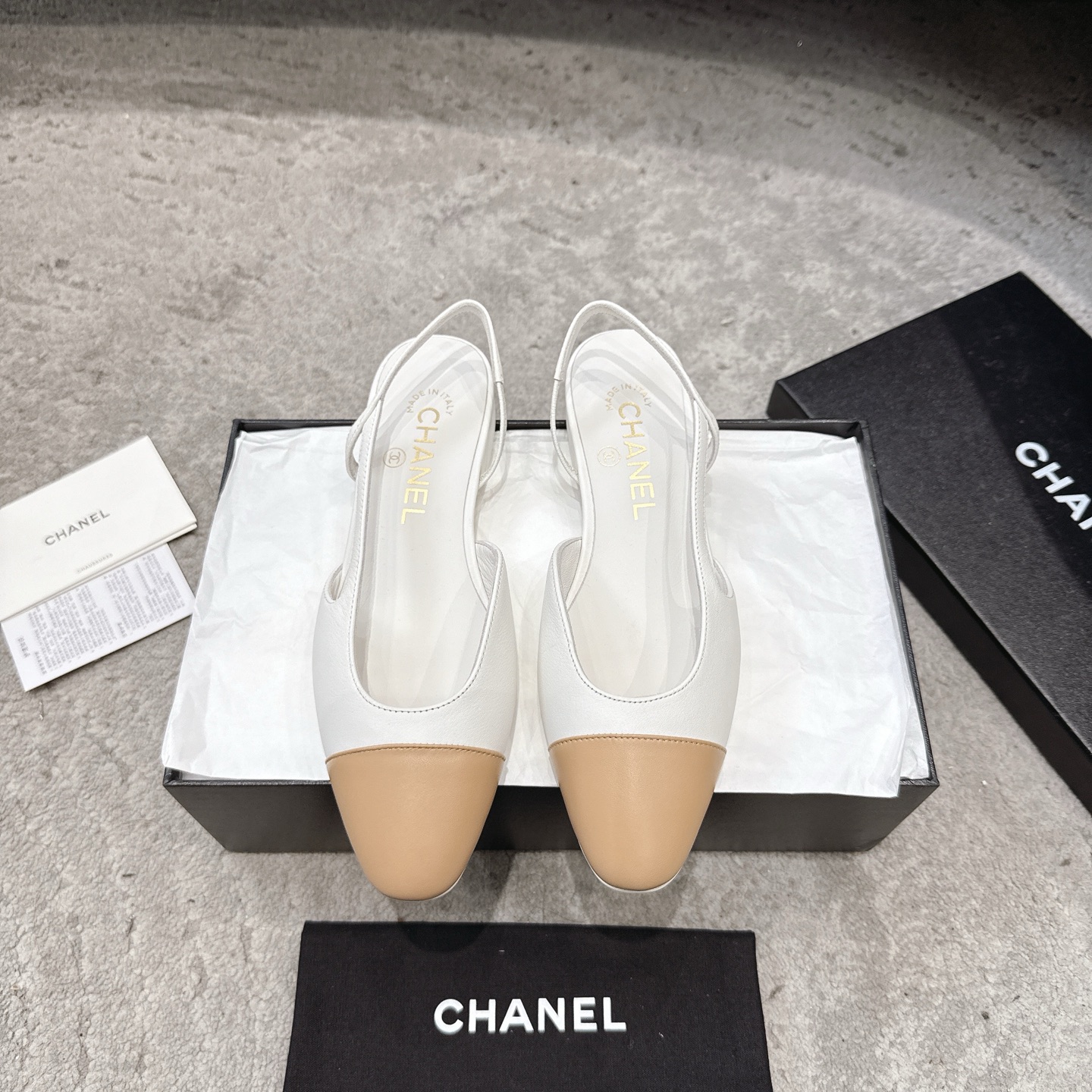 CHANEL トップクラス カウンター級 Sling-back オーダーメイド 白百合同款 混種シープスキン+グリッター切替