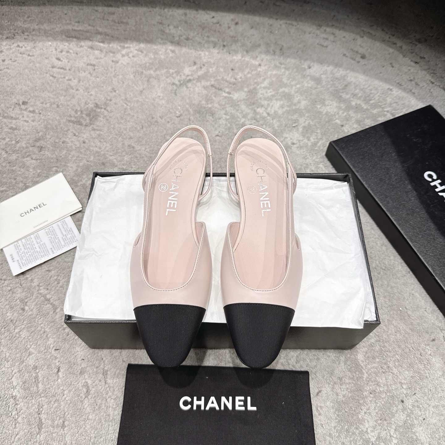 CHANEL トップクラス カウンター級 Sling-back カスタム 白百合同款 混種羊皮+グリッター切替