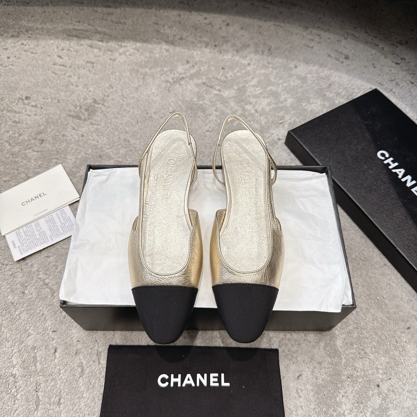 CHANEL トップクラス カウンター級 Sling-back オーダーメイド 白百合同款 混種羊皮+グリッター切替