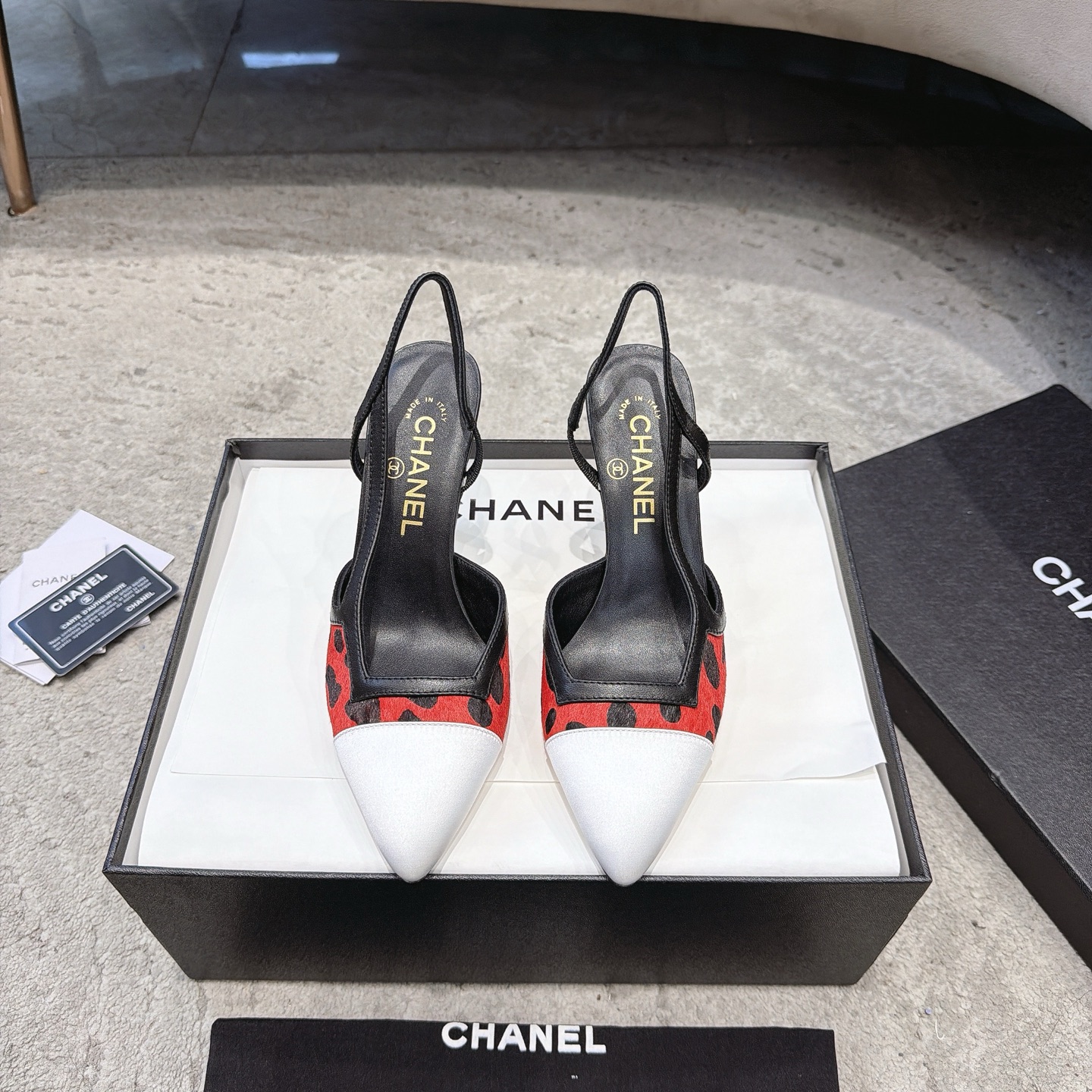 CHANEL トップクラス カウンター級 Sling-back オーダーメイド 白百合同款 混種羊皮+グリッター切替