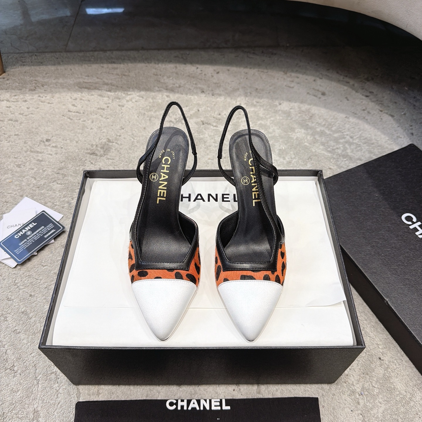 CHANEL トップクラス カウンター級 Sling-back オーダーメイド 白百合同款 混種羊皮+グリッター切替