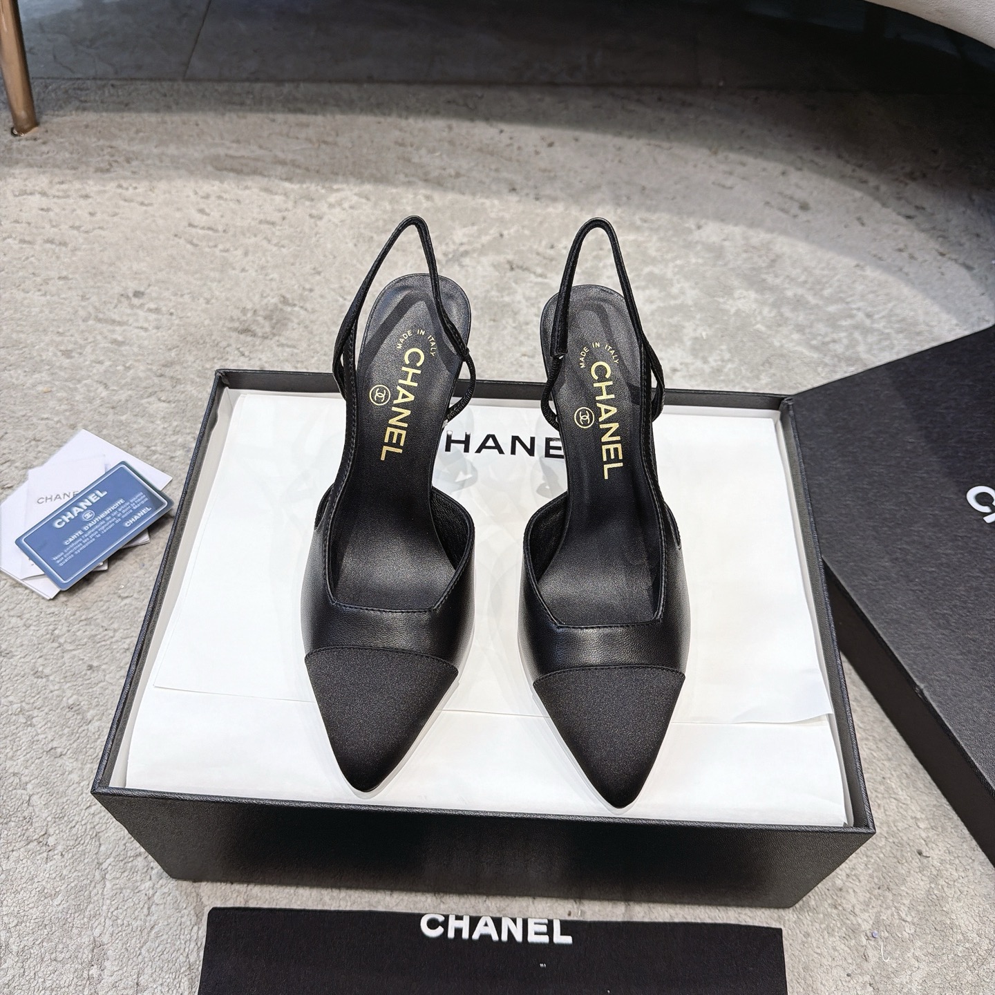 CHANEL トップクラス カウンター級 Sling-back カスタム 白百合同款 混種羊皮+グリッター切替