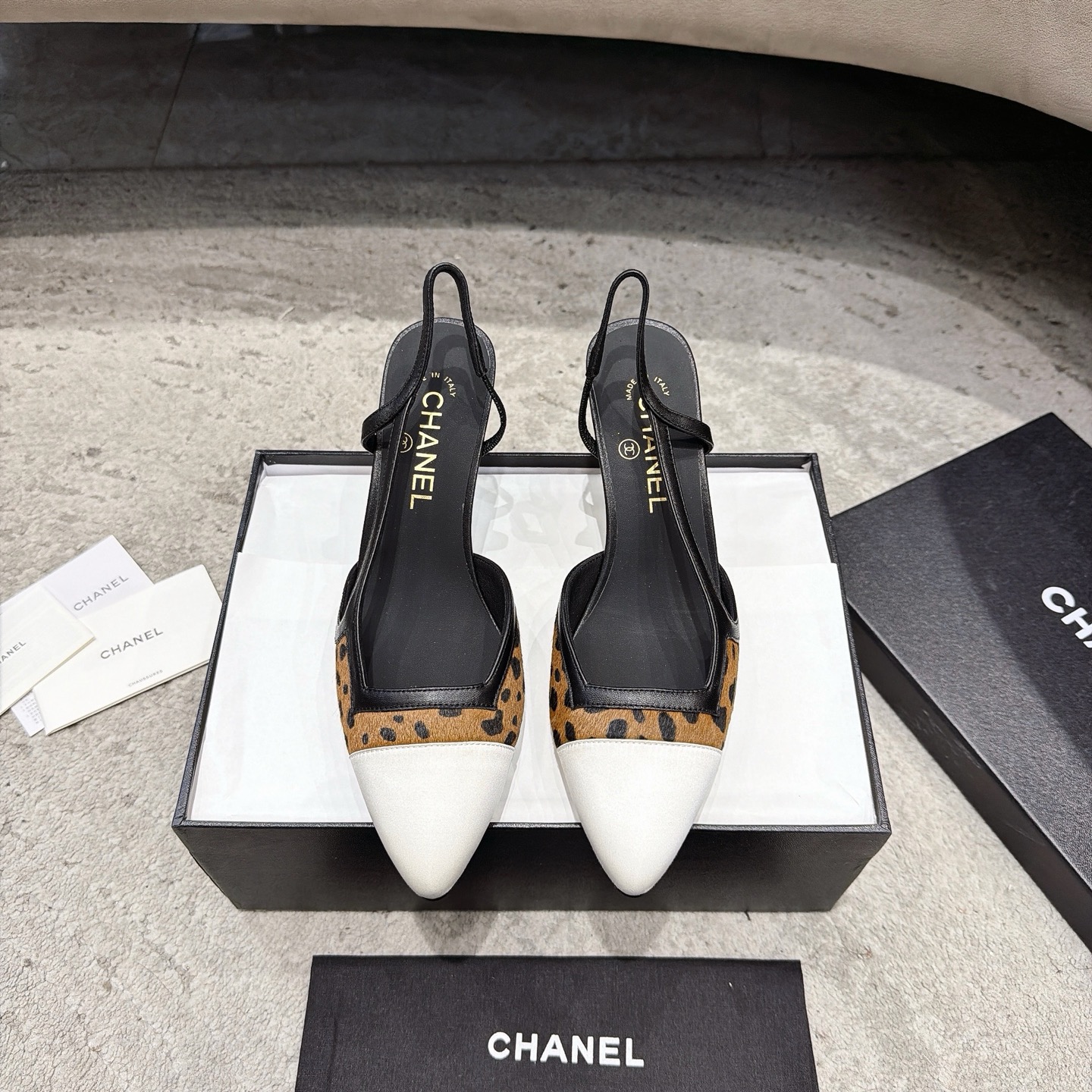CHANEL トップクラス カウンター級 Sling-back オーダーメイド 白百合同款 混種羊皮+グリッター切替