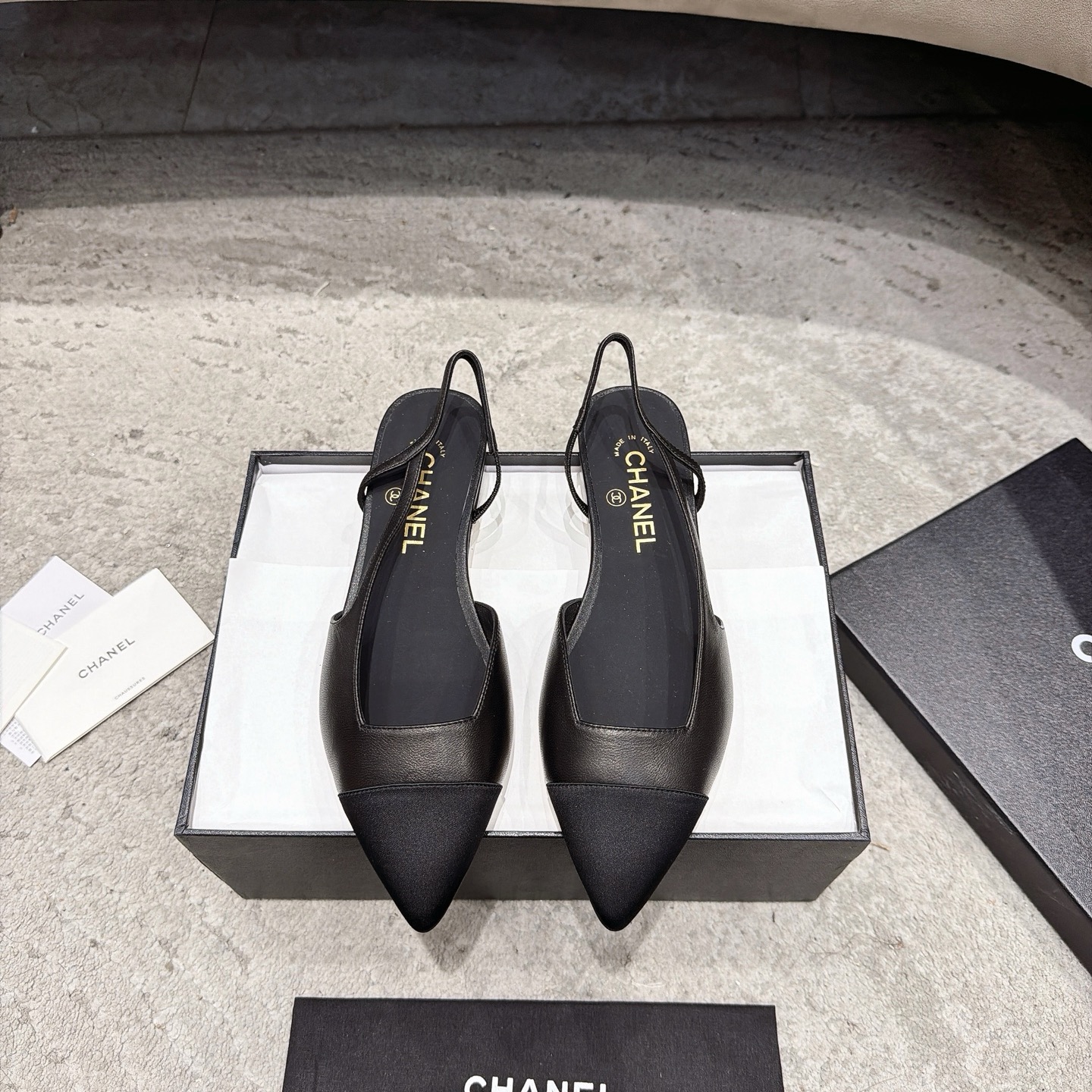 CHANEL トップクラス カウンター級 Sling-back オーダーメイド 白百合同款 混種シープスキン+グリッター切替