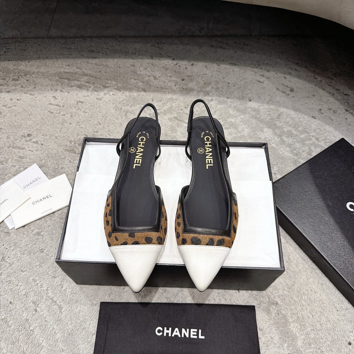 CHANEL トップクラス カウンター級 Sling-back オーダーメイド 白百合同款 混種羊皮+グリッター切替