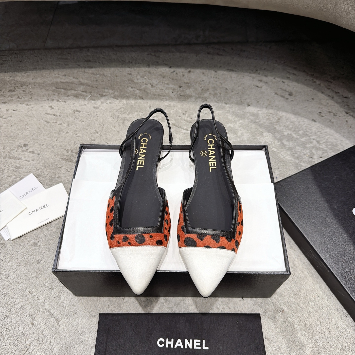 CHANEL トップクラス カウンター級 Sling-back オーダーメイド 白百合同款 混種羊皮+グリッター切替