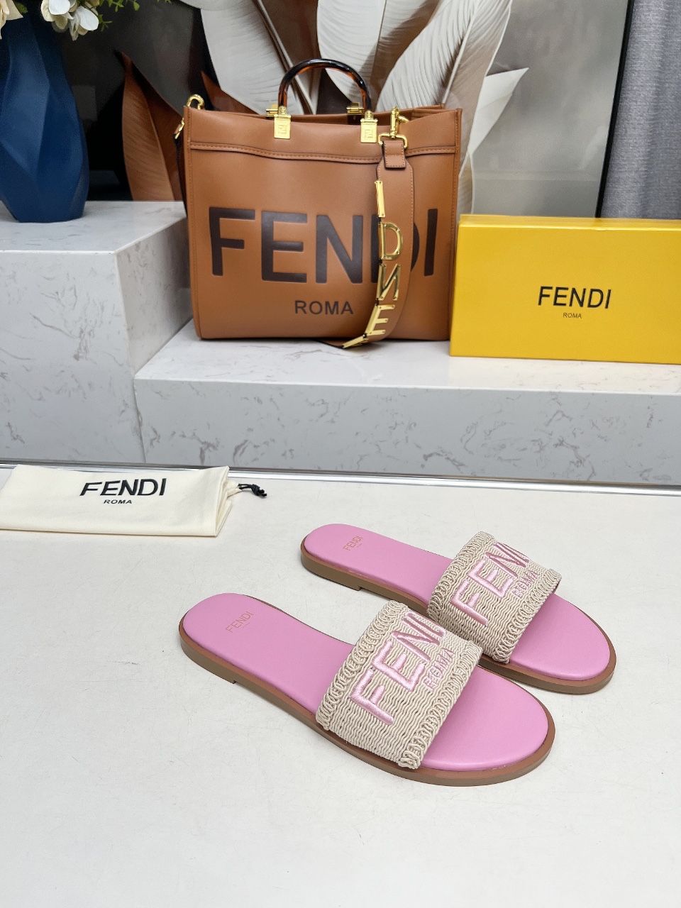 Fendi Women's Summer Pink Leather Sandals With Embroidered Logo Strap 5 i1744446331545 7489 0 3