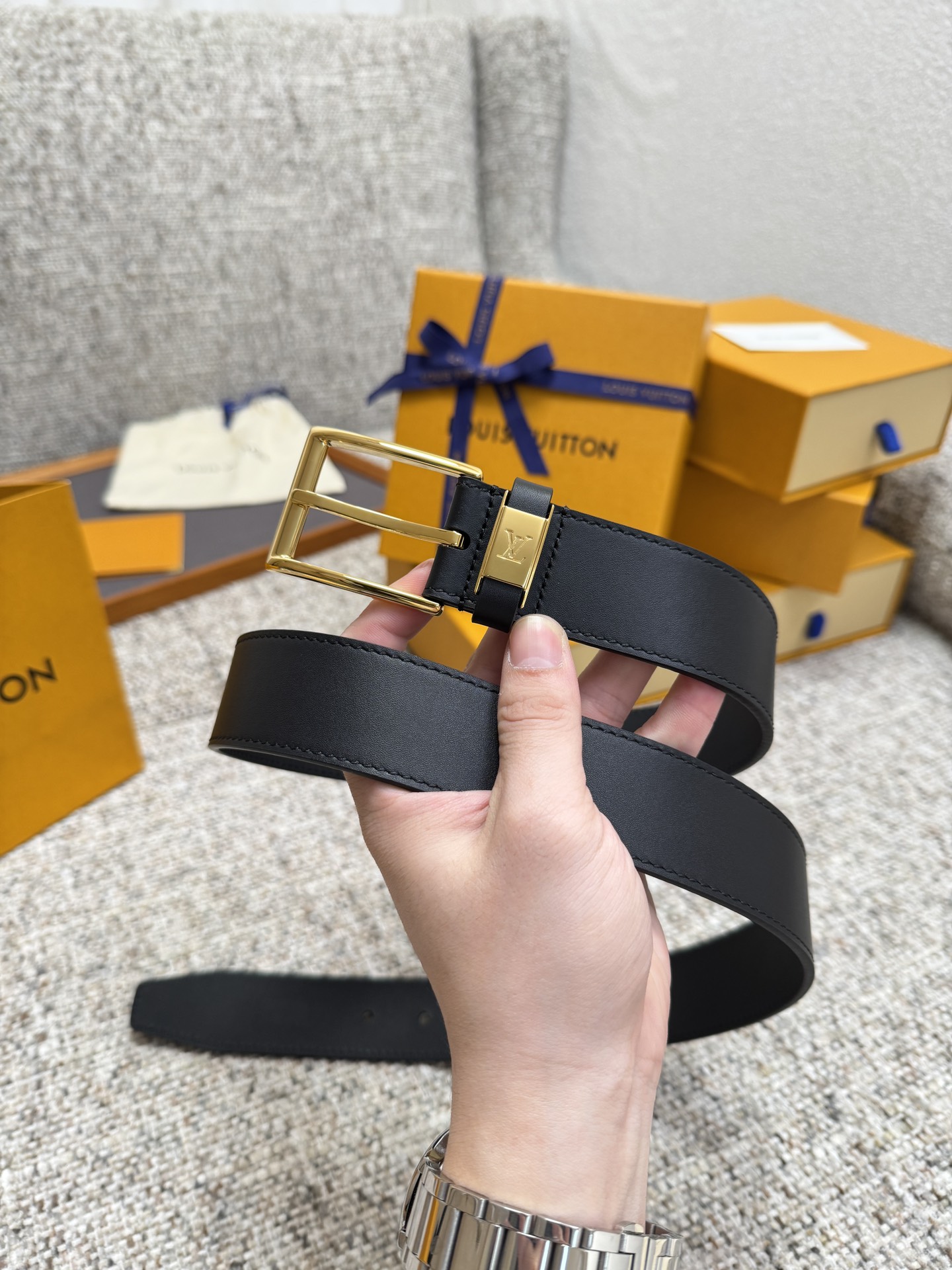 Louis Vuitton LV腰带 系列 原厂五金 精致手工绘边 柔软舒适 宽3.5