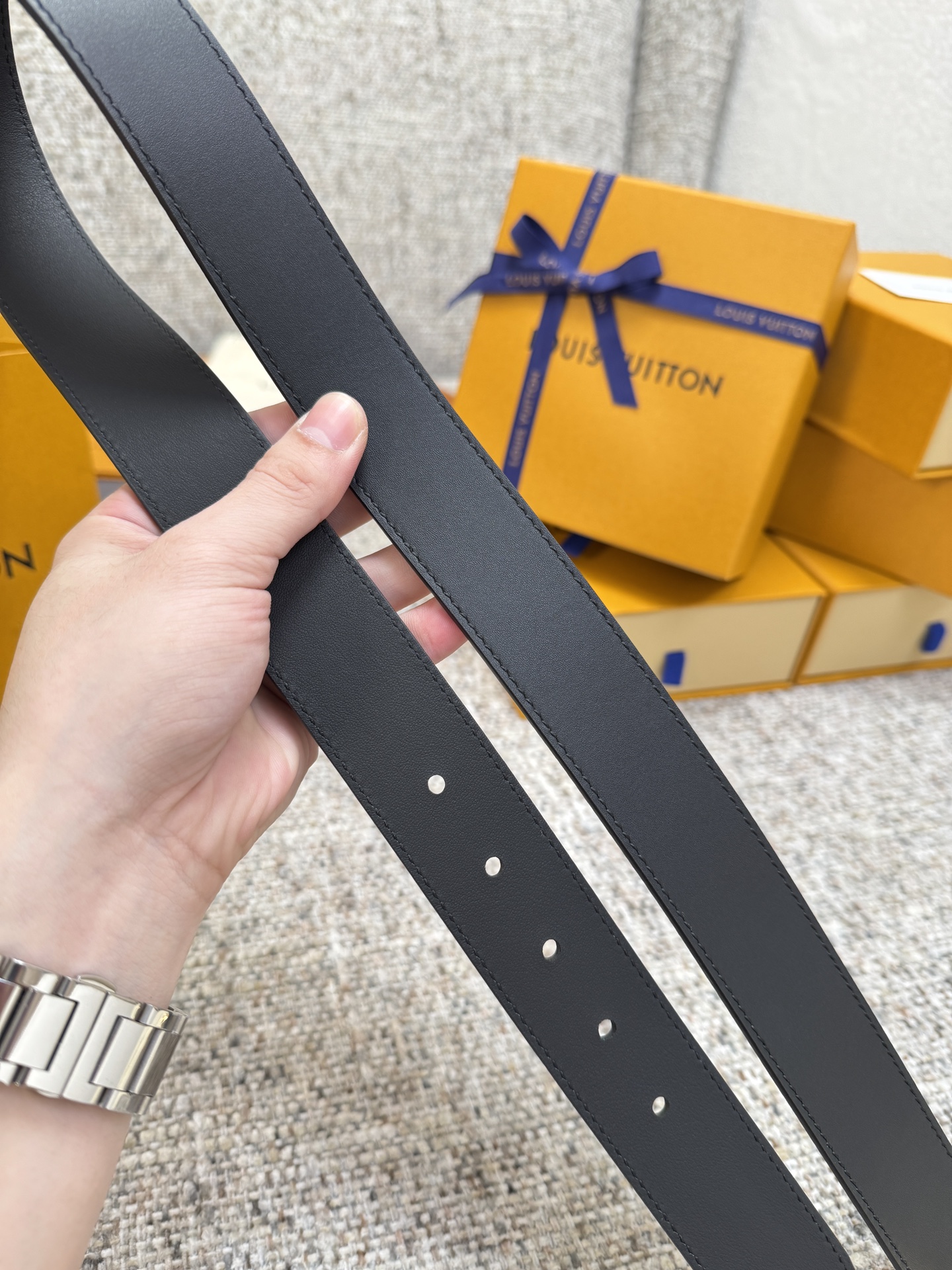 Louis Vuitton LV腰带 系列 原厂五金 精致手工绘边 柔软舒适 宽3.5