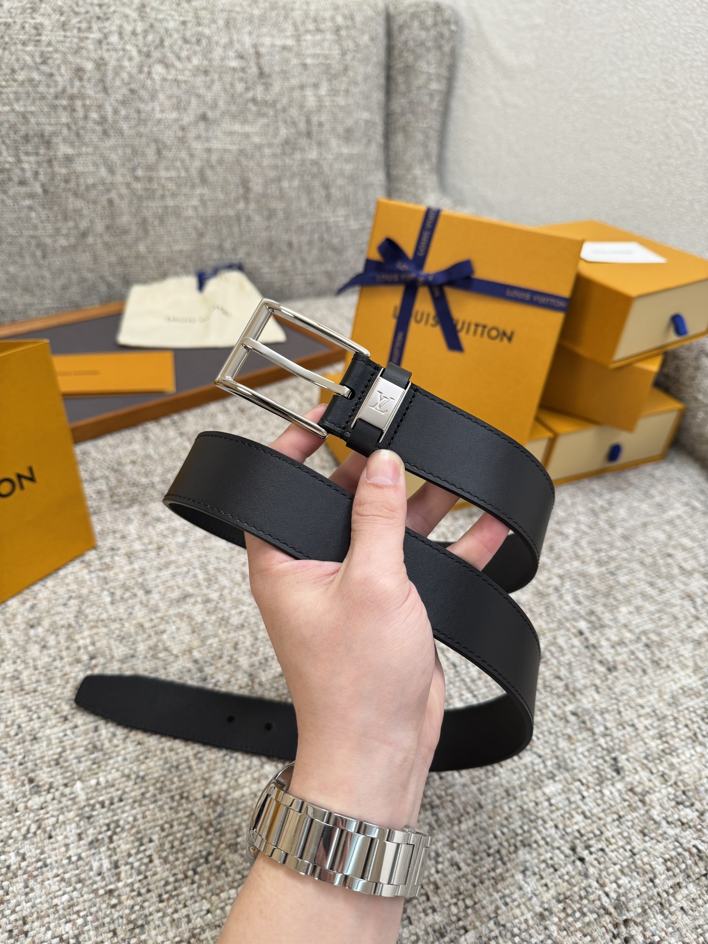 Louis Vuitton LV腰带 系列 原厂五金 精致手工绘边 柔软舒适 宽3.5