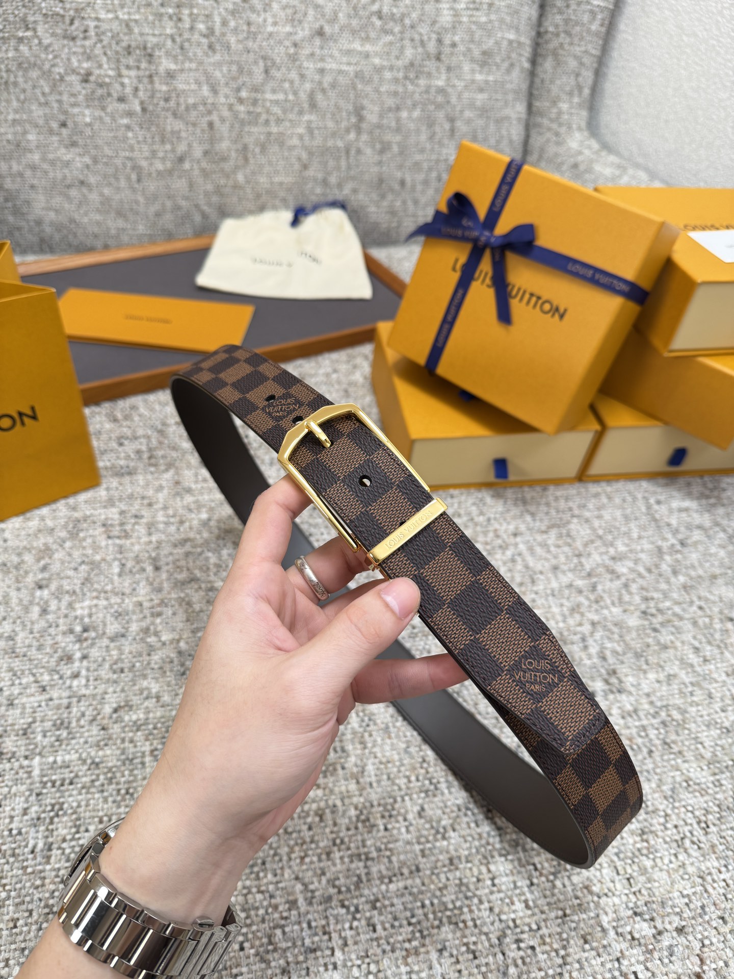 LV Style Brown Men's Belts Men's Belts Men's Belt detail image 9 from source 766523