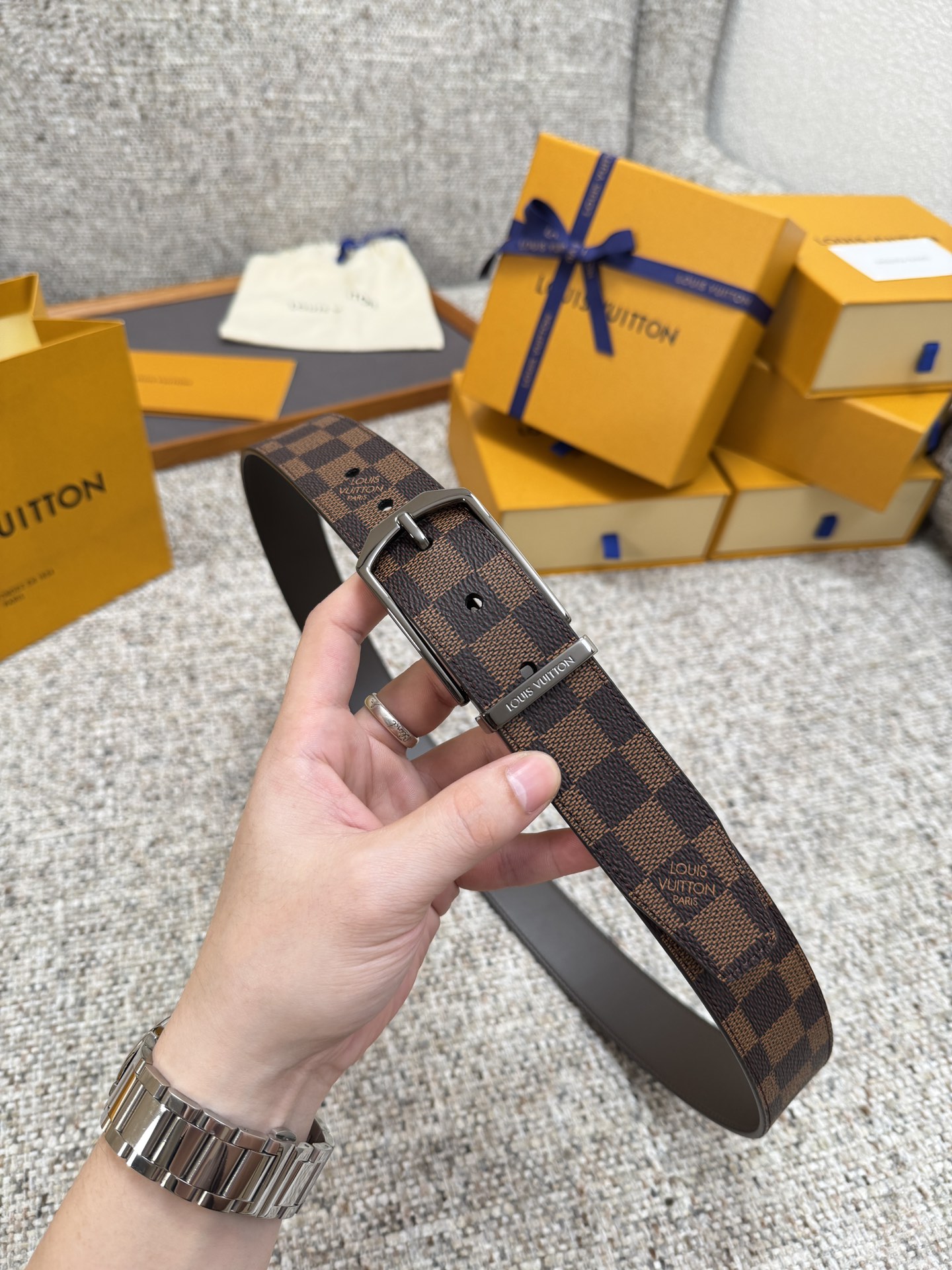 LV Style Brown Men's Belts Men's Belts Men's Belt detail image 9 from source 766524