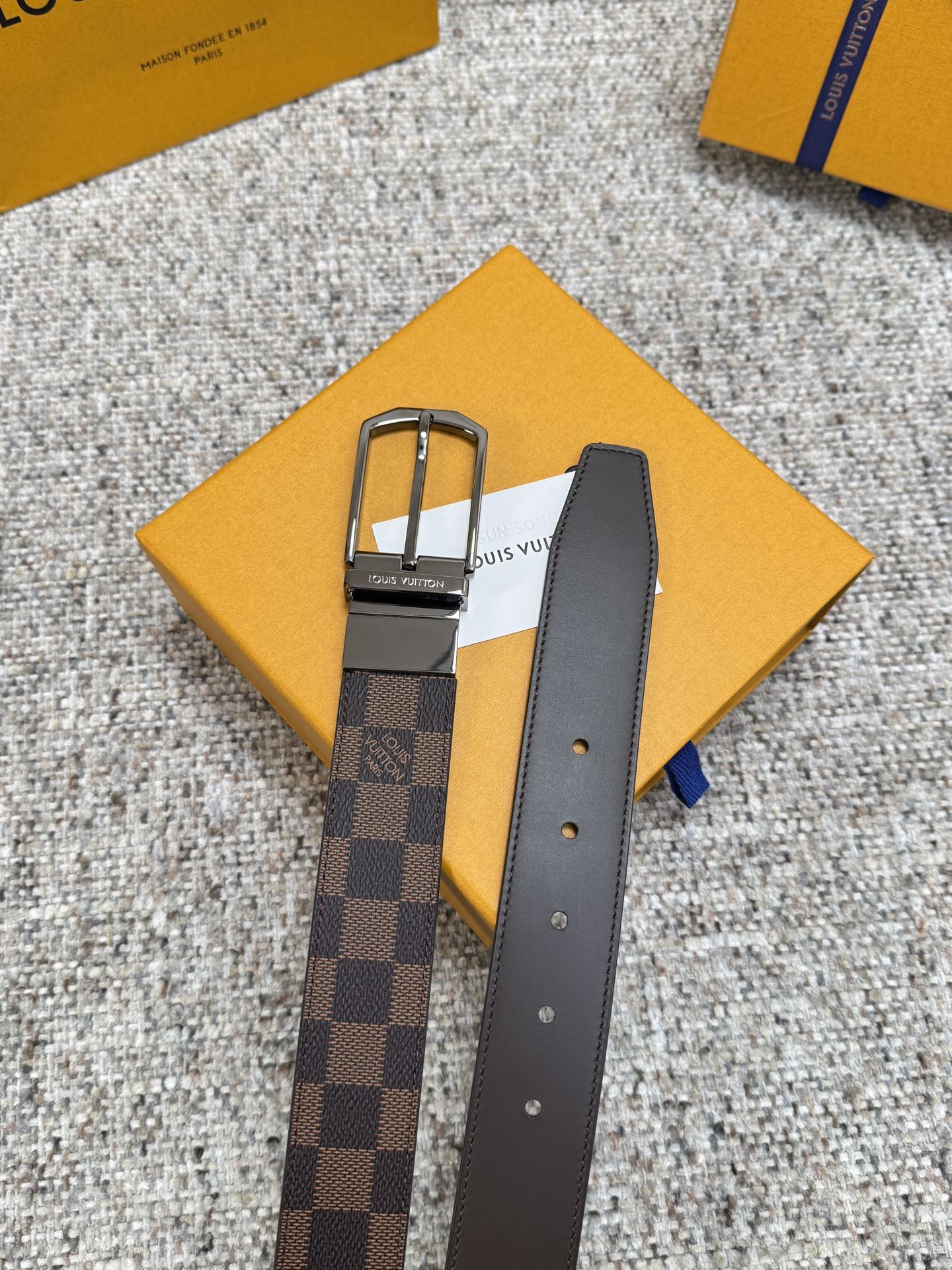 LV Style Brown Men's Belts Men's Belts Men's Belt detail image 6 from source 766524