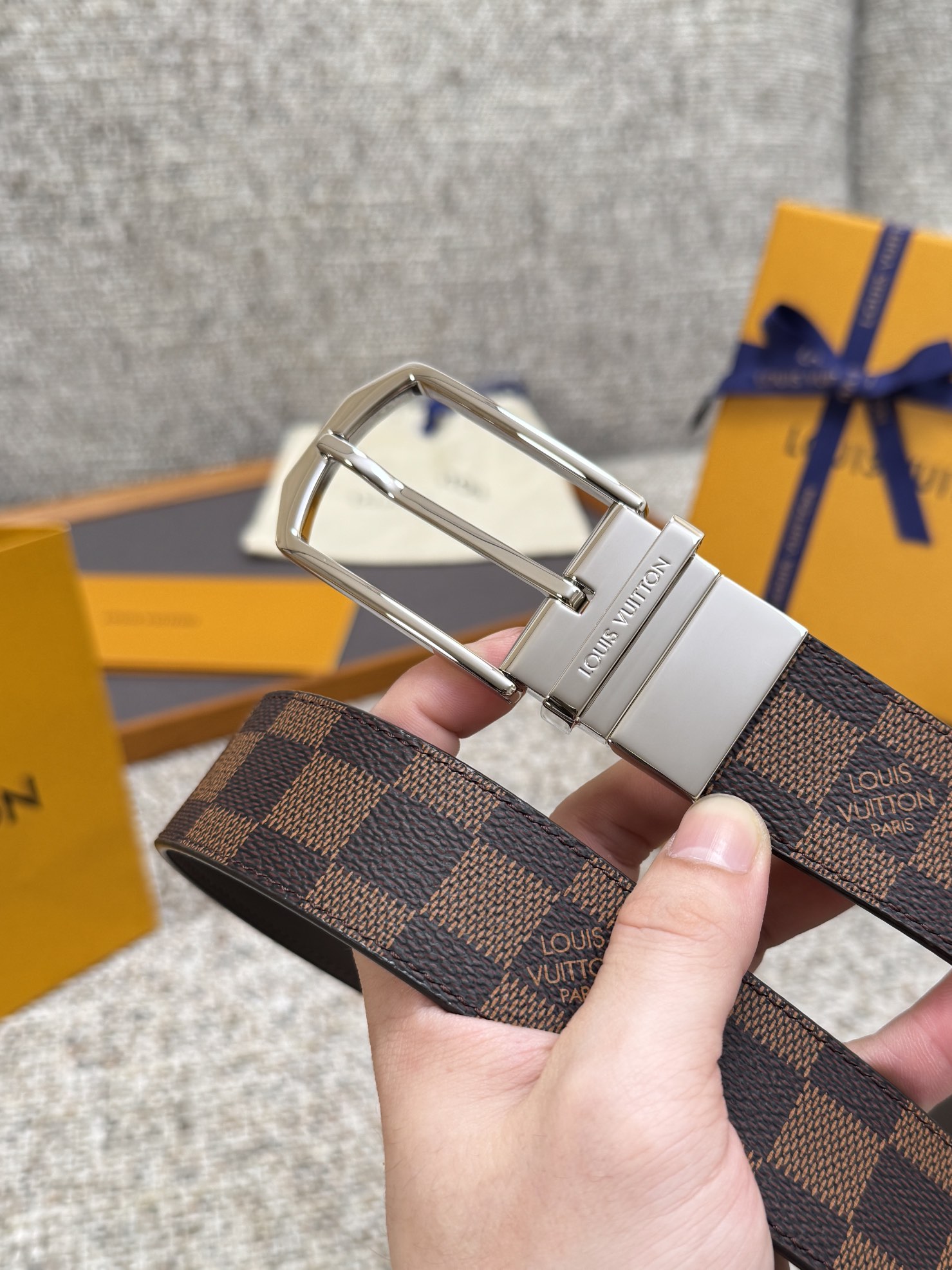 LV Style Brown Men's Belts Men's Belts Men's Belt detail image 3 from source 766525