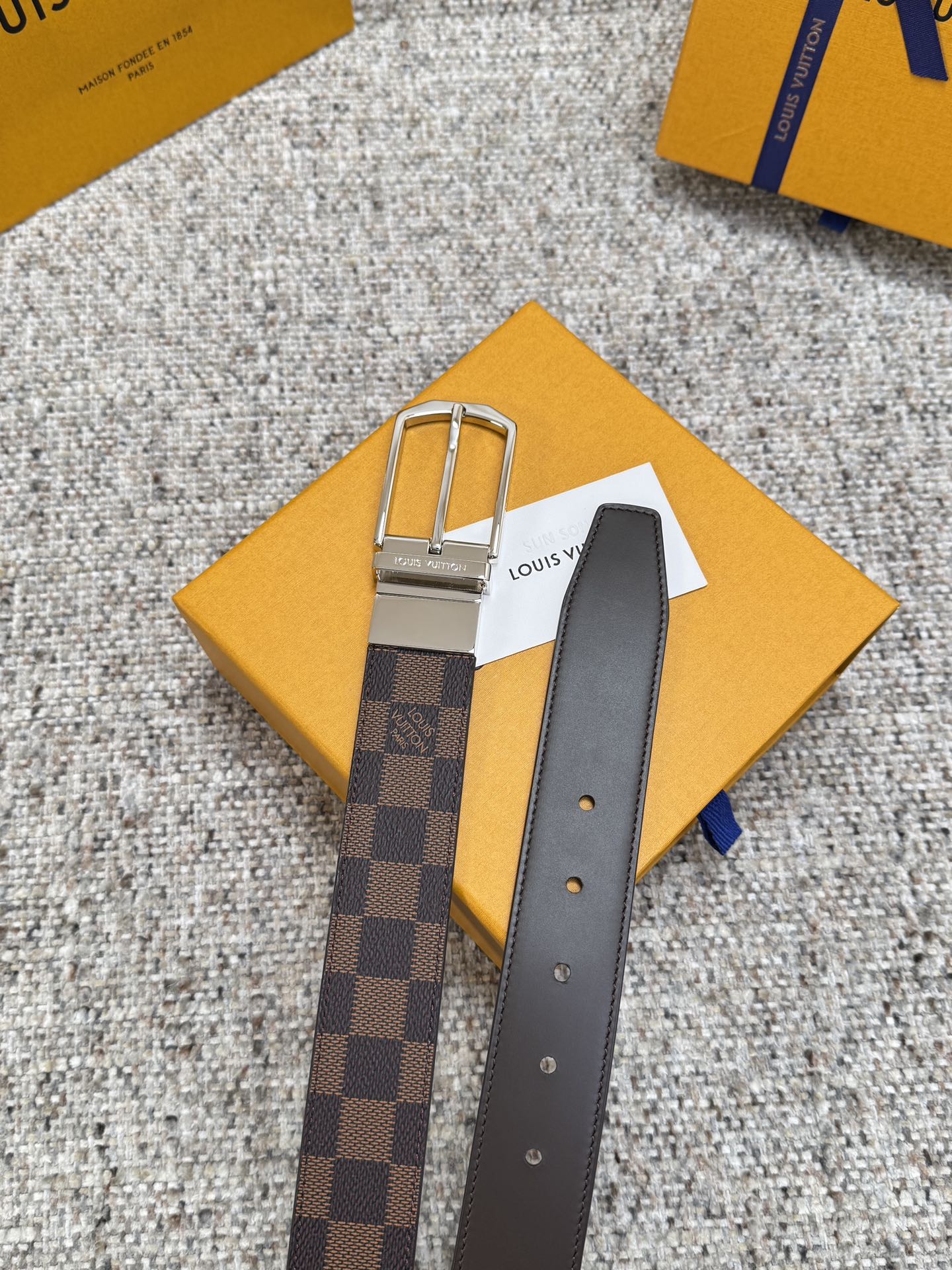 LV Style Brown Men's Belts Men's Belts Men's Belt detail image 6 from source 766525