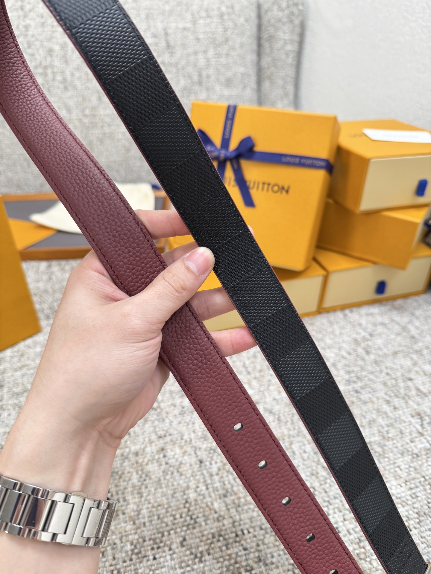  Louis Vuitton LV腰带 FROG双面腰带系列 原厂五金 精致手工绘边 柔软舒适 宽3.0 P190