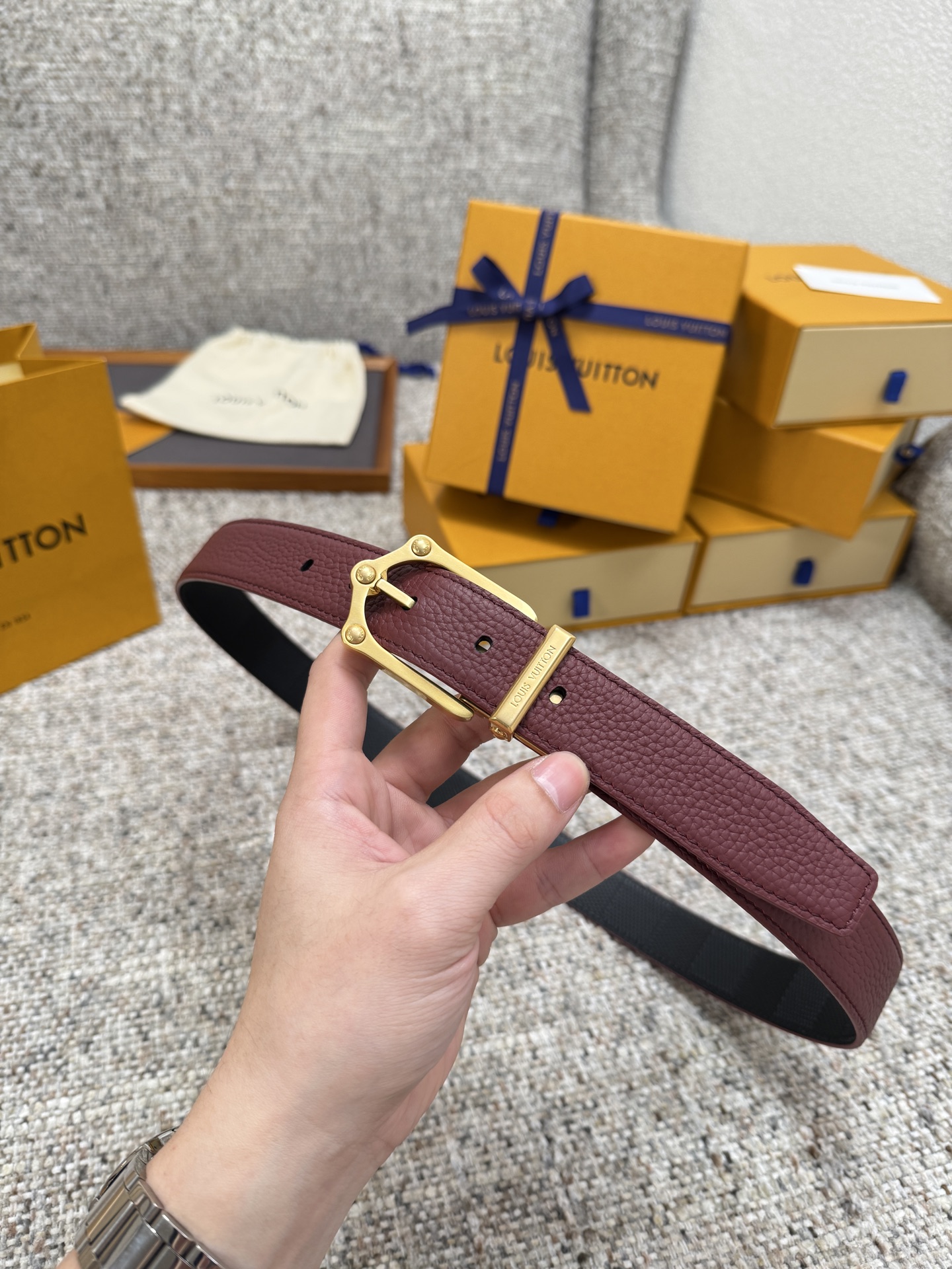  Louis Vuitton LV腰带 FROG双面腰带系列 原厂五金 精致手工绘边 柔软舒适 宽3.0 P190